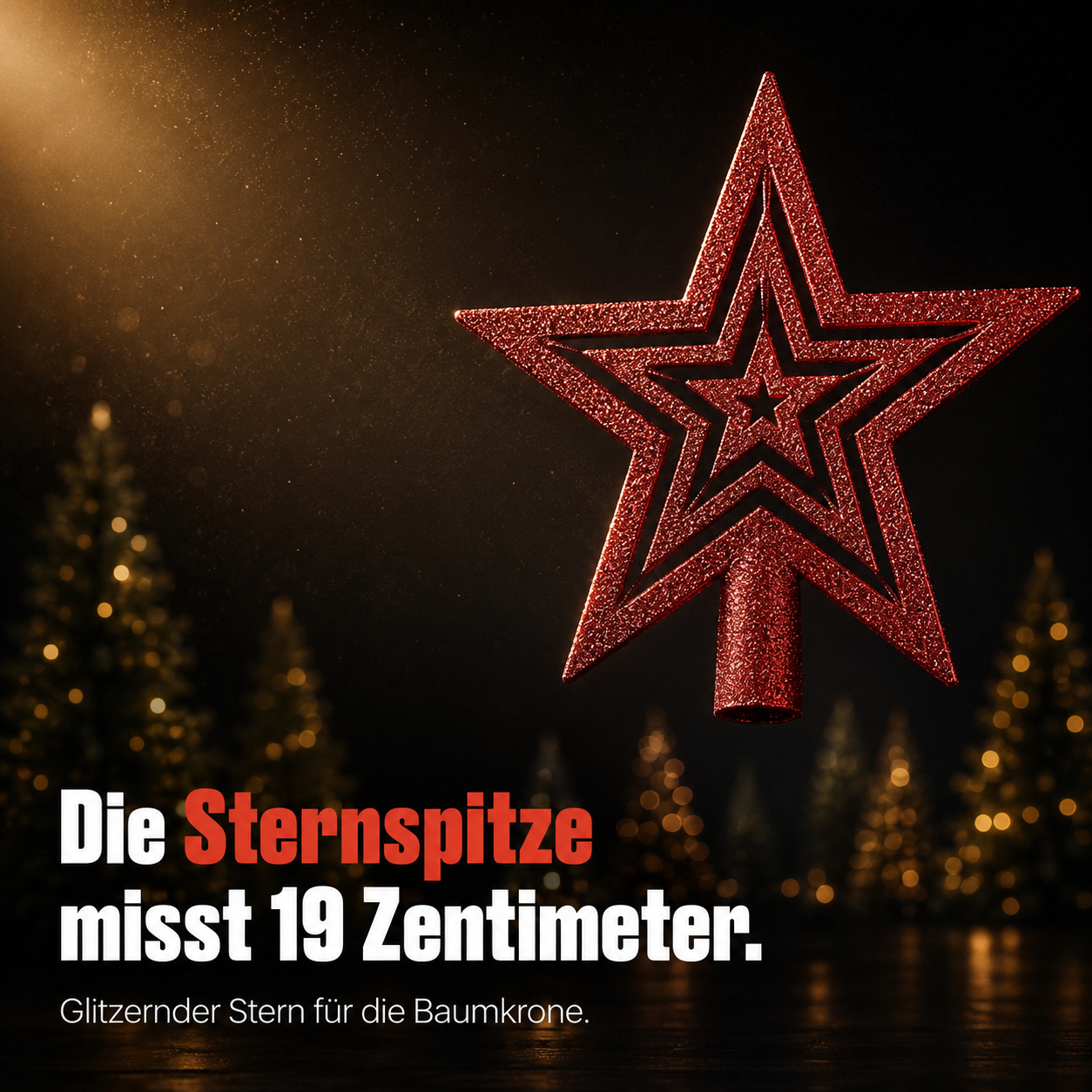 ONBEST Christbaumschmuck: Glitzernde Sternspitze mit 19 cm Größe (Dieses Bild wurde mit Hilfe von KI generiert.)