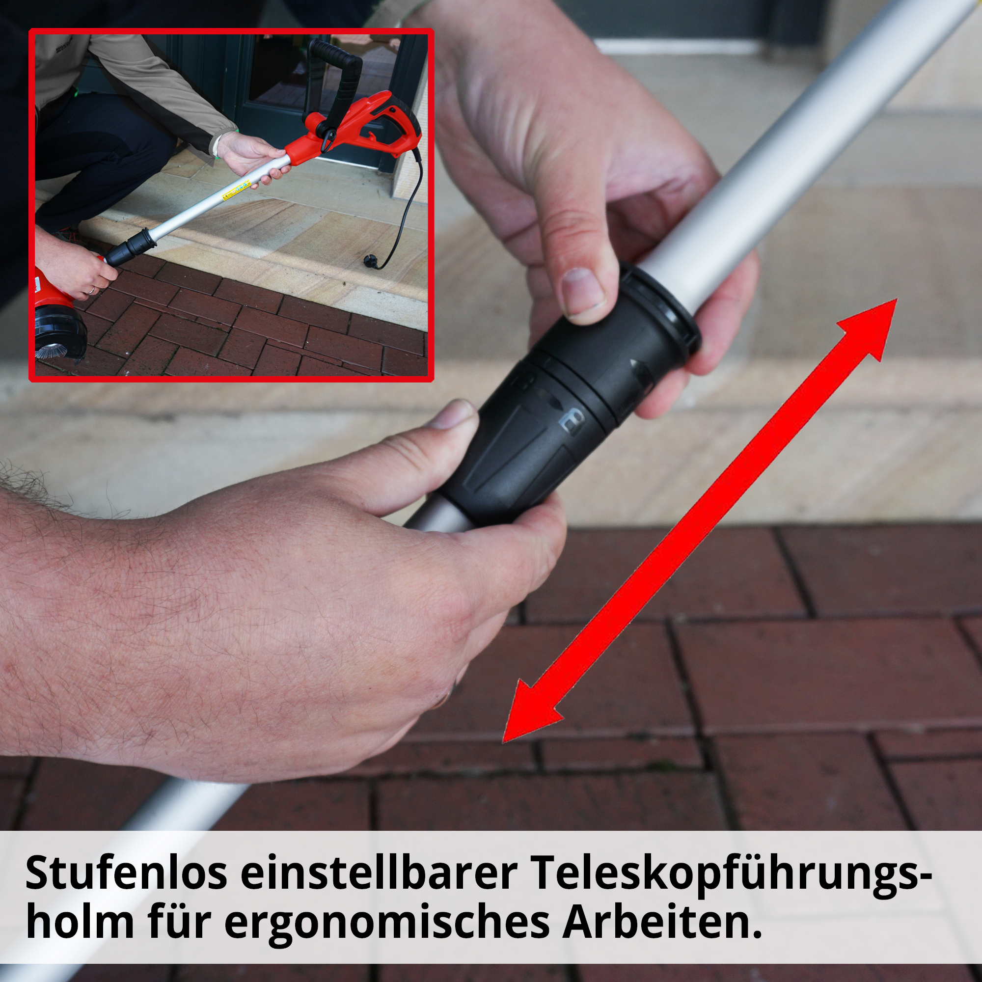 HECHT 444 Fugenbürste; Stufenlos einstellbarer Teleskopführungsholm für ergonomisches Arbeiten 