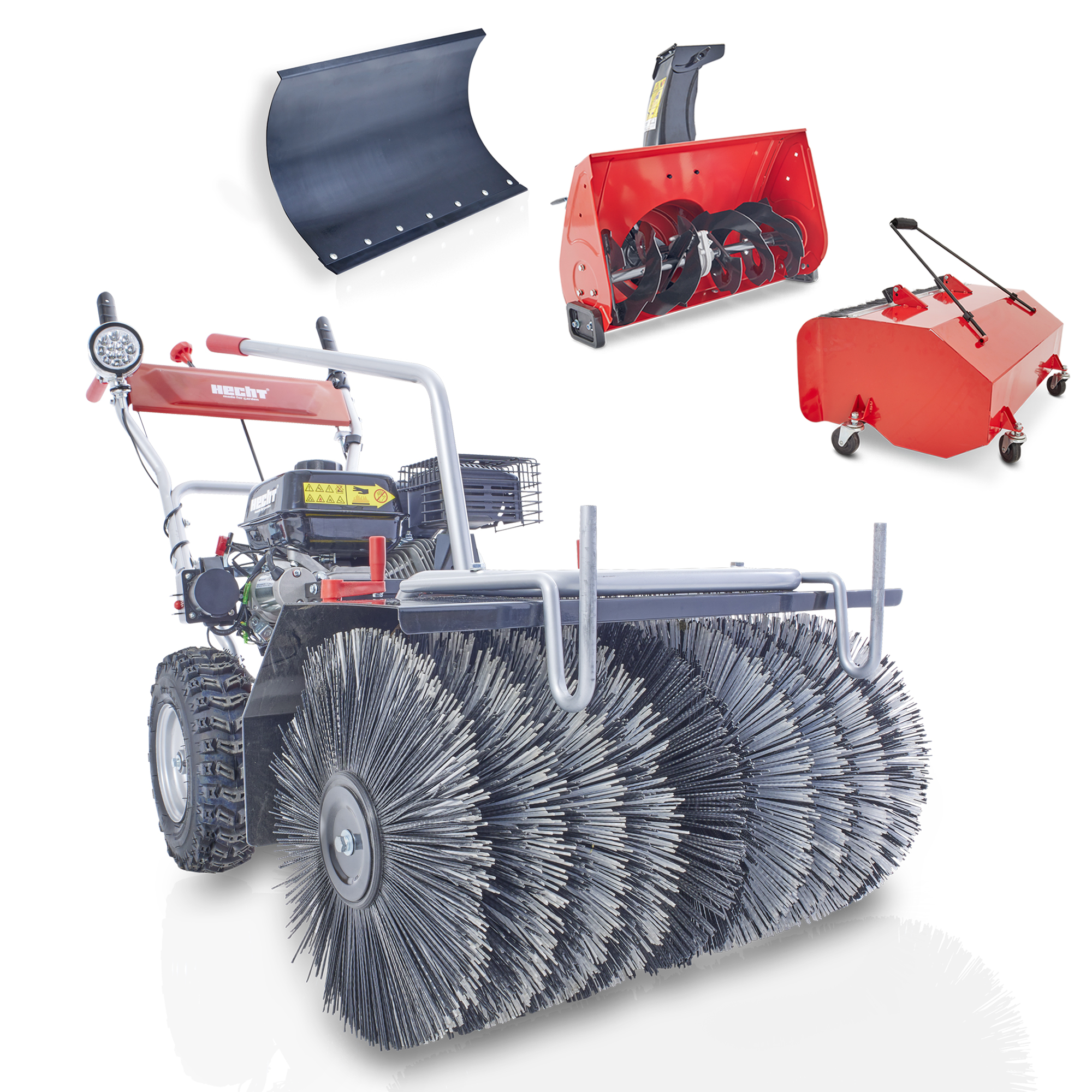 HECHT Benzin Kehrmaschine »8616 SE Set 1« Benzin-Kehrmaschine mit großer Arbeitsfläche inkl. Schneefräskopf, Schneeschild und Auffangbox
