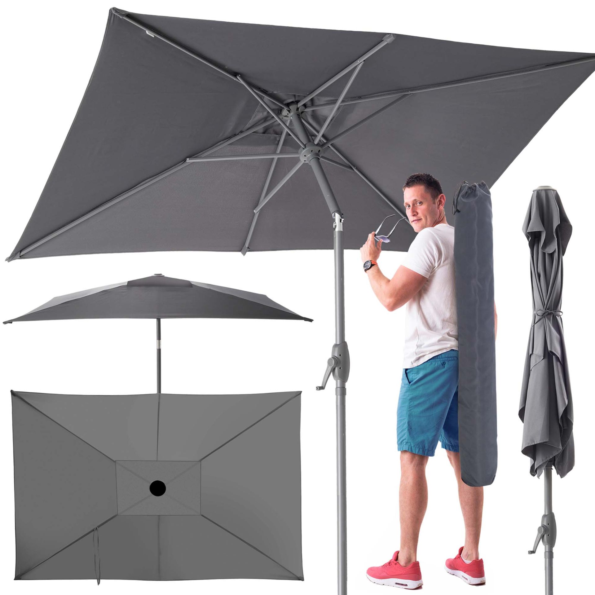 TOM Sonnenschirm SU-100 Anthrazit; rechteckiger Sonnenschirm TOM Sonnenschirm SU-100 Anthrazit; rechteckiger Sonnenschirm