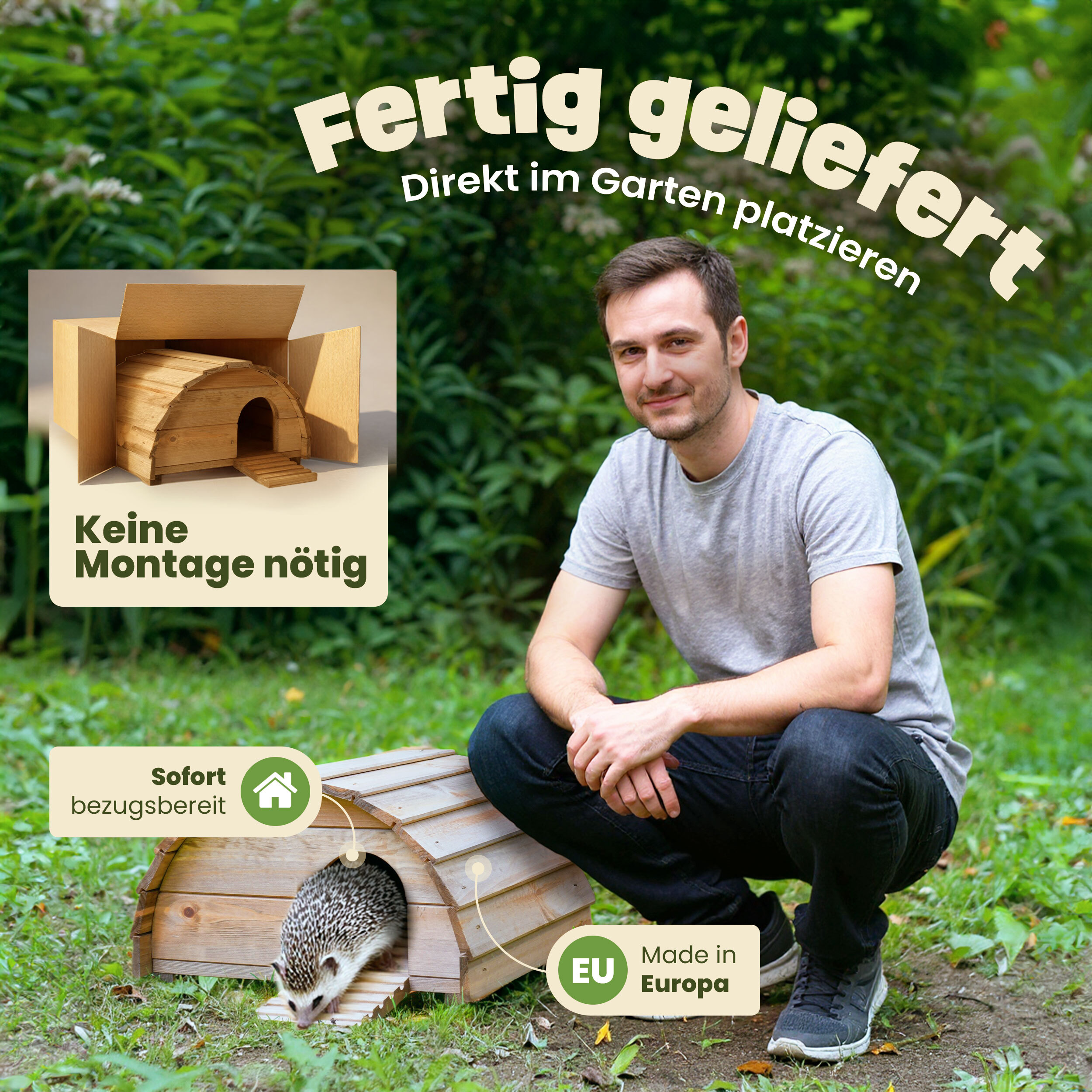 Fertiges Igelhaus von Zooprinz – keine Montage nötig, sofort nutzbar