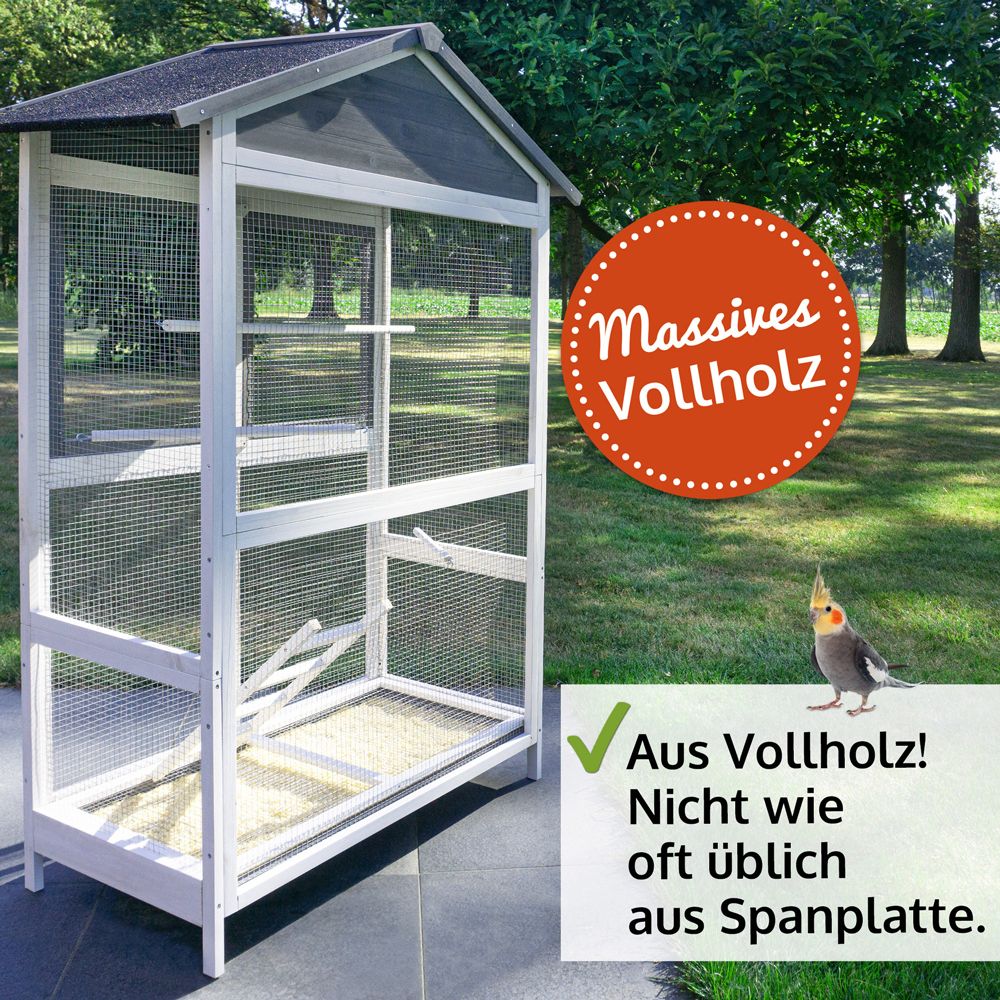 Vogelvoliere Apollo XL; massives Vollholz
