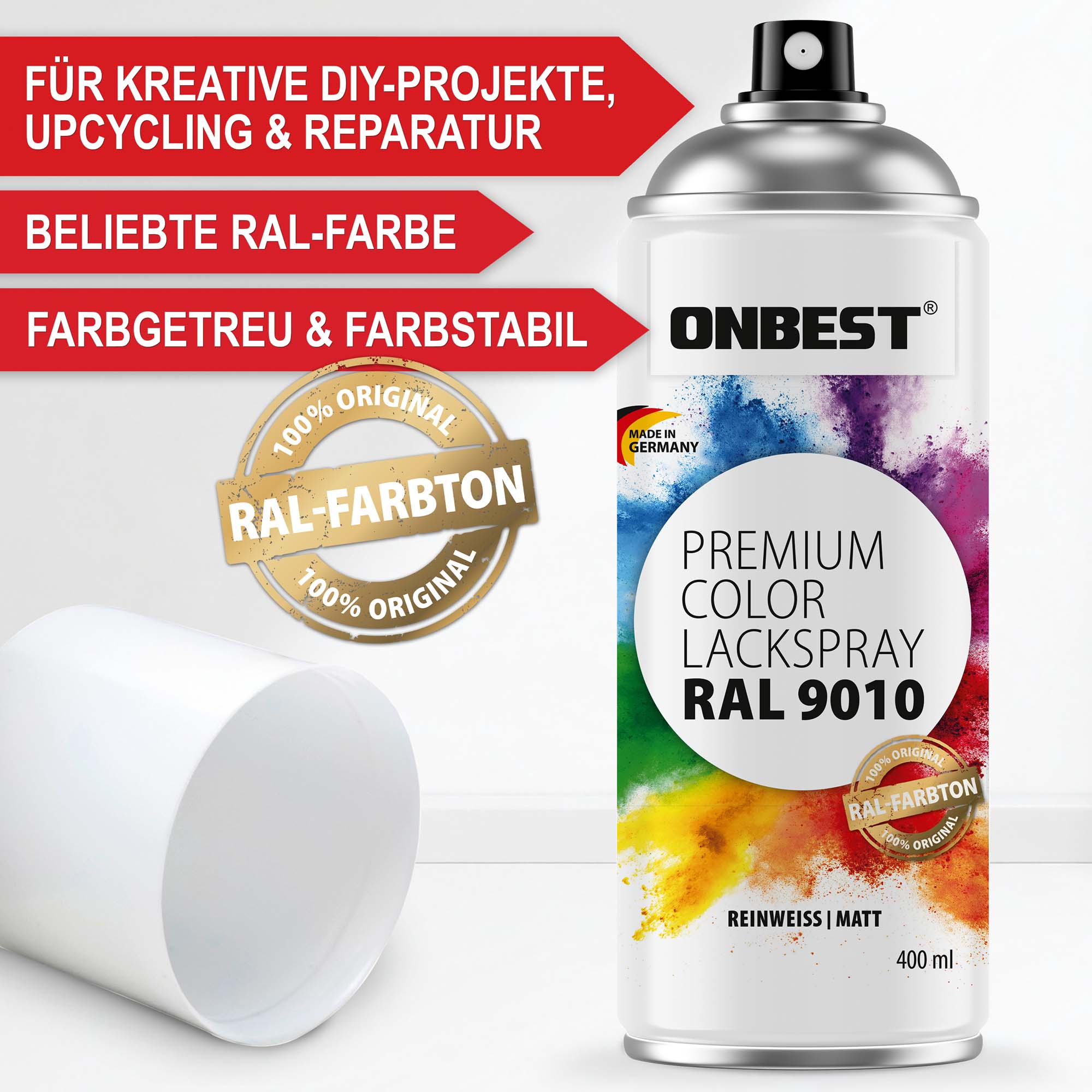 Premium Lackspray reinweiß matt für kreative DIY-Projekt