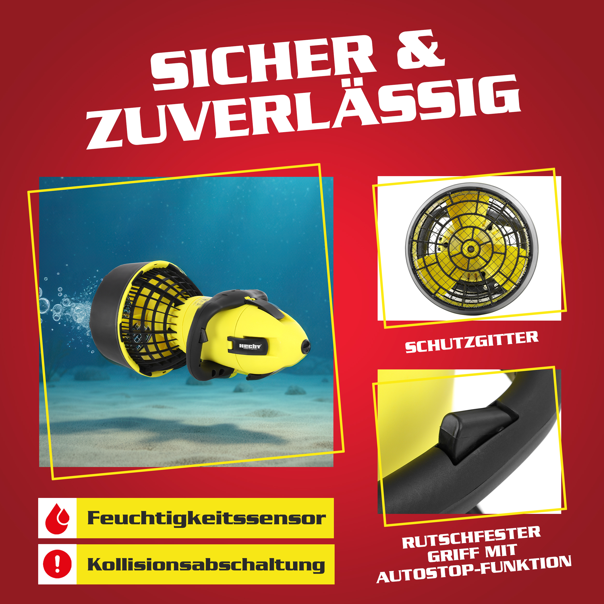 HECHT 4499 Wasserscooter gleitet durch klares Wasser in Küstennähe