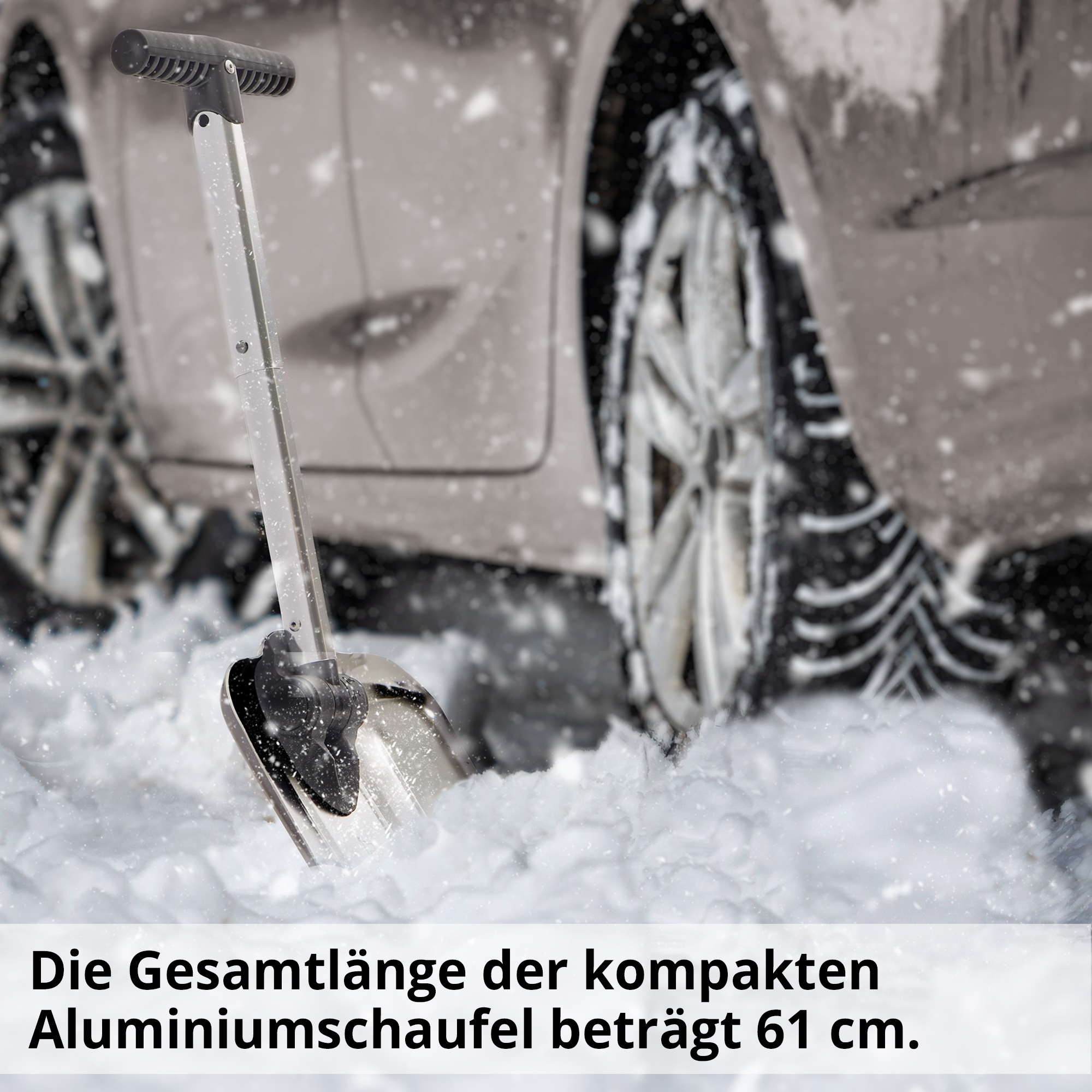 Hecht 205 GT Schneeschaufel Auto; Die Gesamtlänge der kompakten Aluminiumschaufel beträgt 61cm