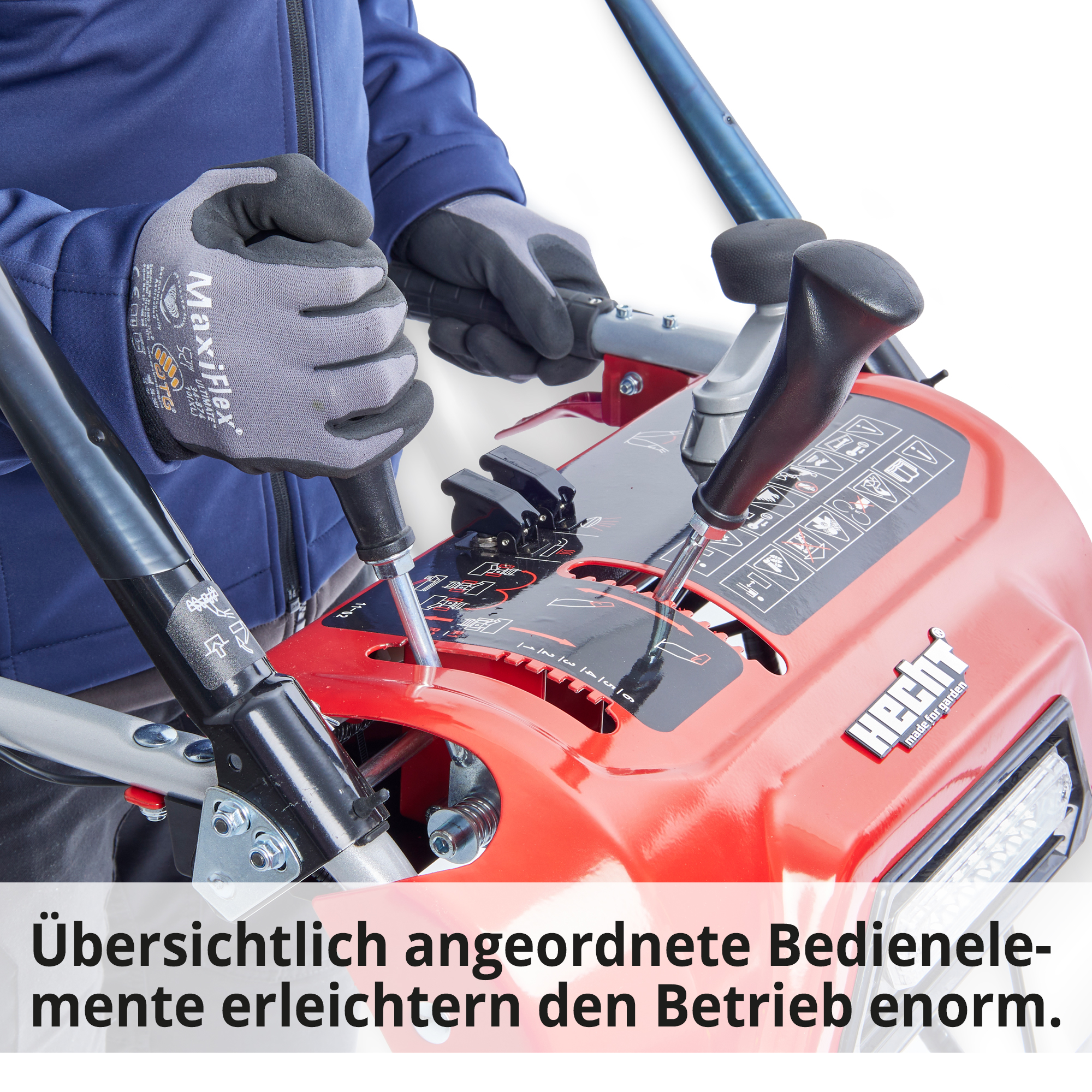 Benzin-Schneefräse mit ideal angeordneten Bedienelementen für leichtes arbeiten 