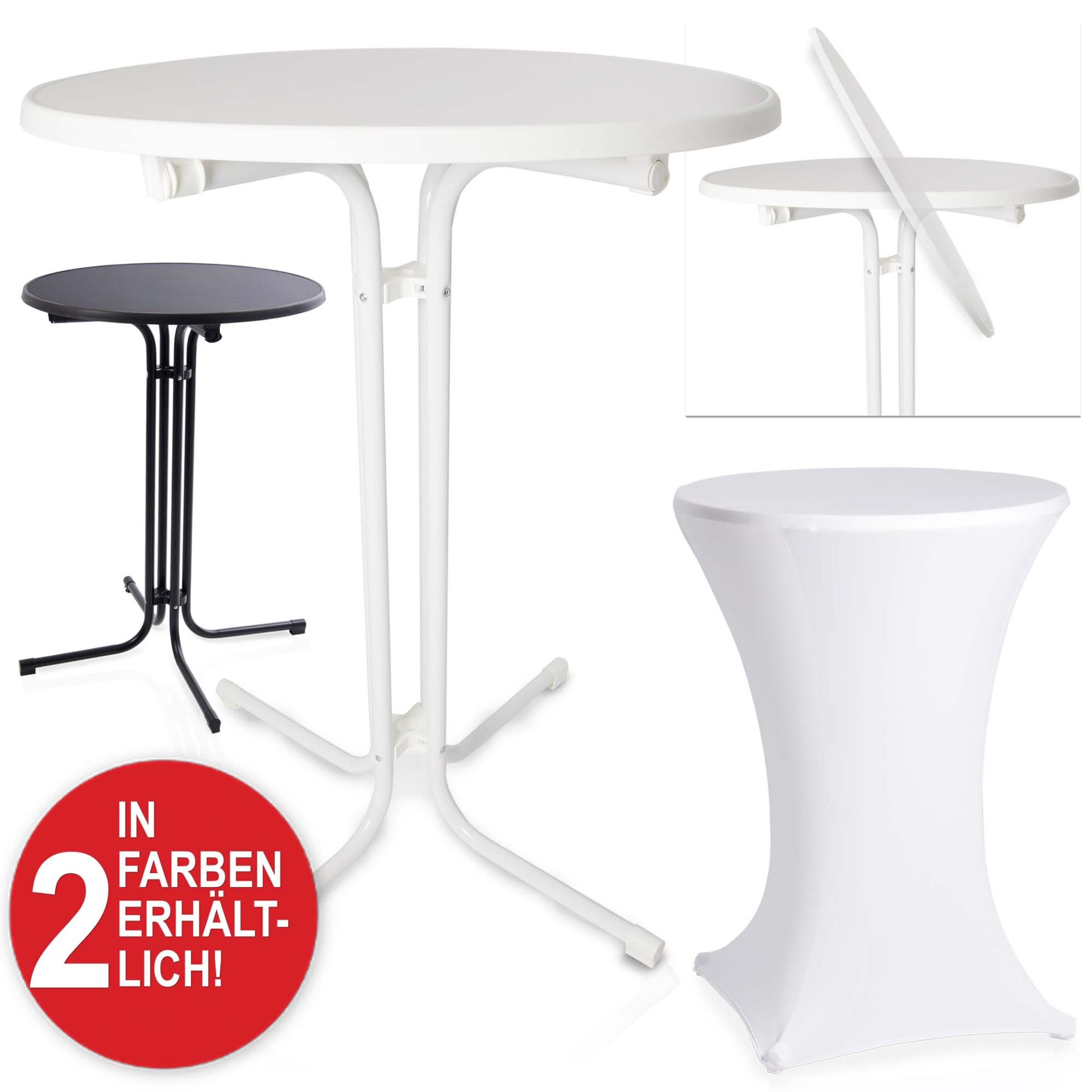 In 2 Farben erhältlich, schwarz und weiß - Stehtisch mit Tischhusse