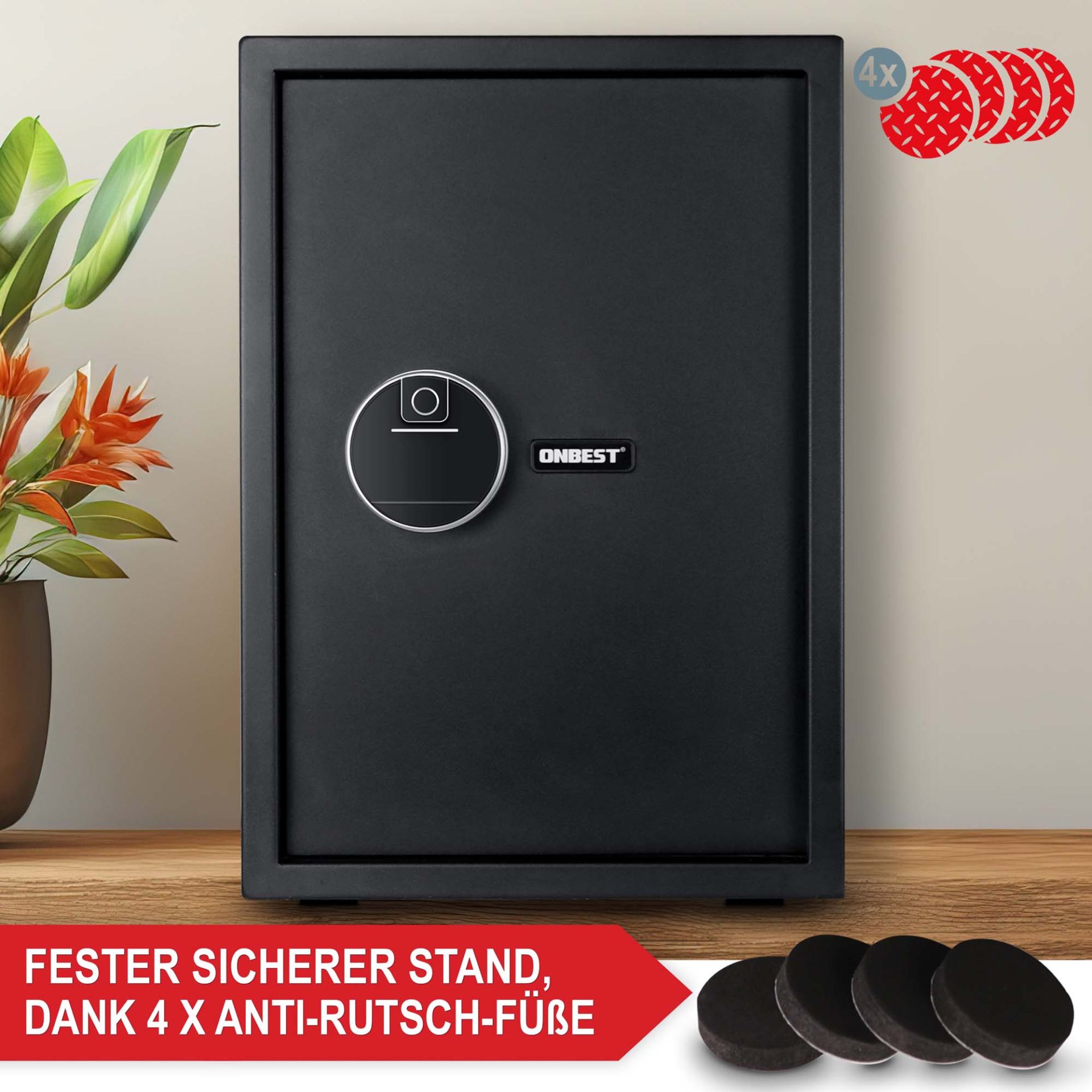 Möbeltresor XL - Fester sicherer Stand dank 4 Antirutschfüßen