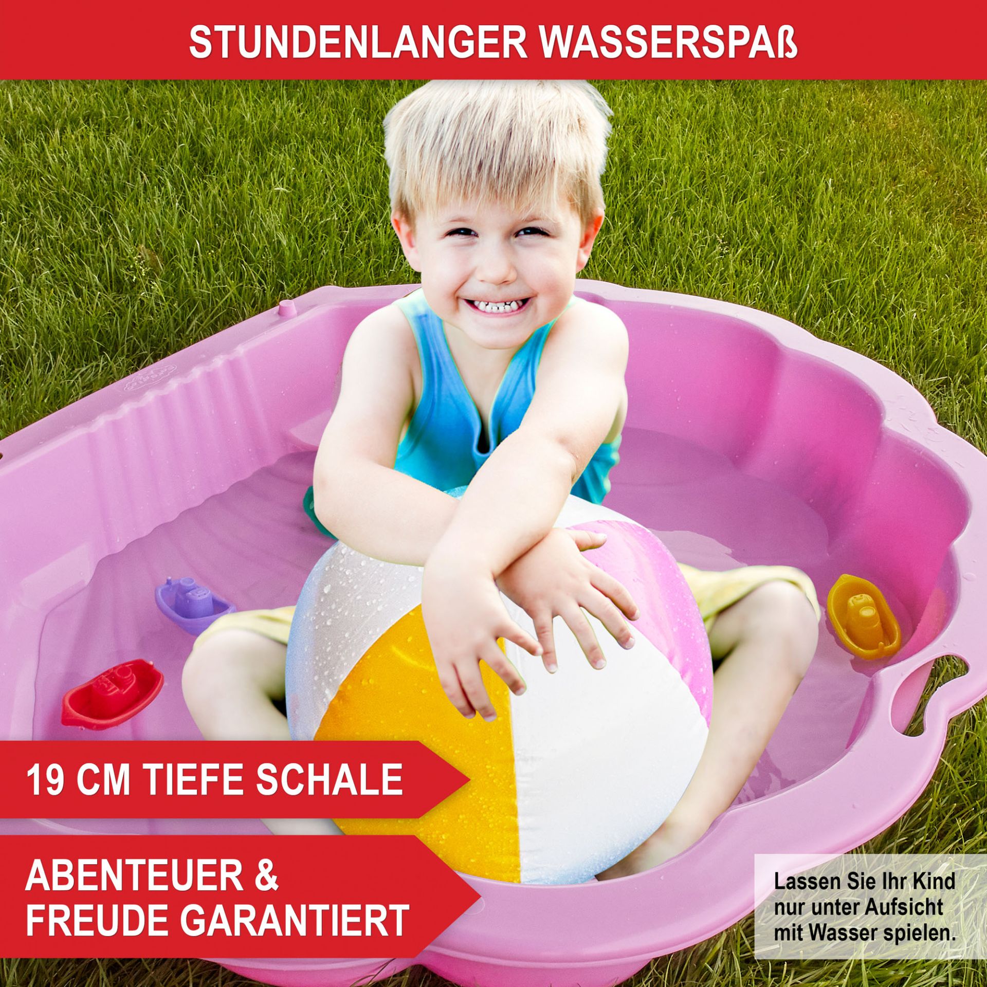 Sandkasten Muschel rosa - stundenlanger Wasserspaß, tiefe Schale