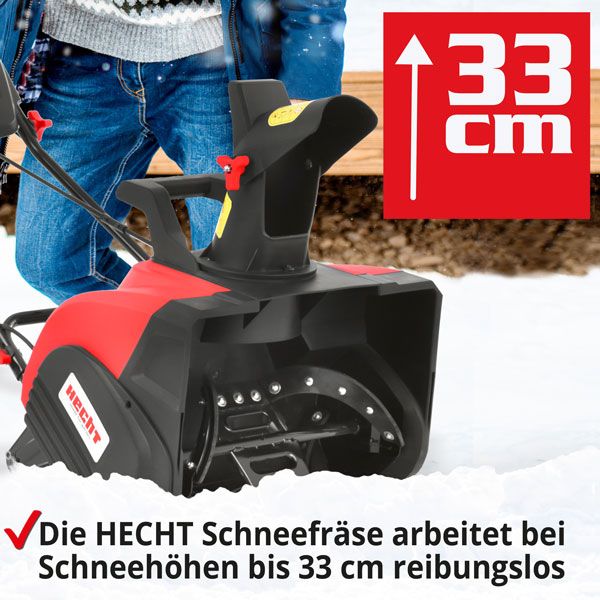 Hecht Elektro-Schneefräse mit bis zu 33 cm Arbeitshöhe ohne Probleme