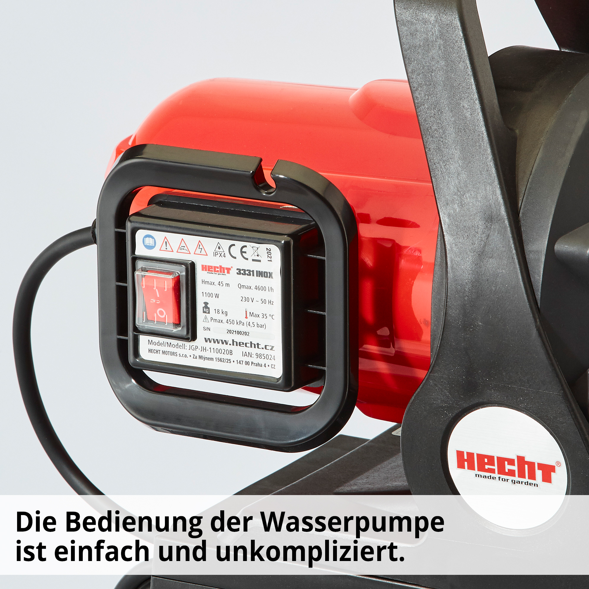 Hecht 3331 INOX Hauswasserwerk; Die Bedienung der Wasserpumpe ist einfach und unkompliziert