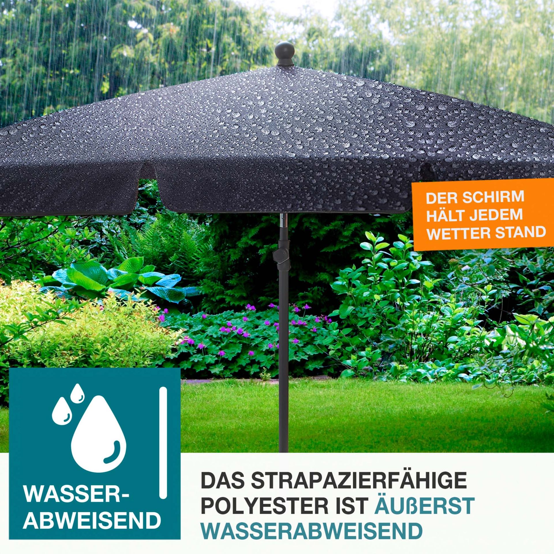 TOM Sonnenschirm SU-100 Anthrazit; strapazierfähiges Polyester, wasserabweisend