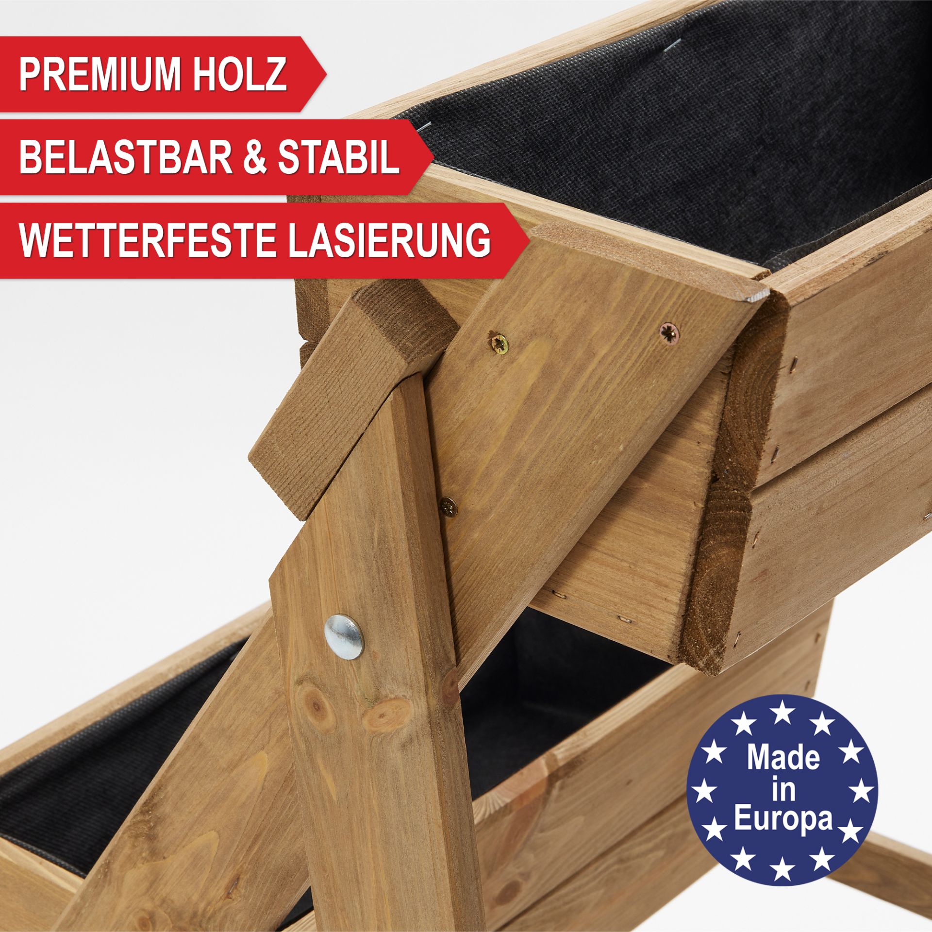 Pflanztreppe 2-stöckig - Premium Holz, belastbar und stabil, wetterfeste Lasierung