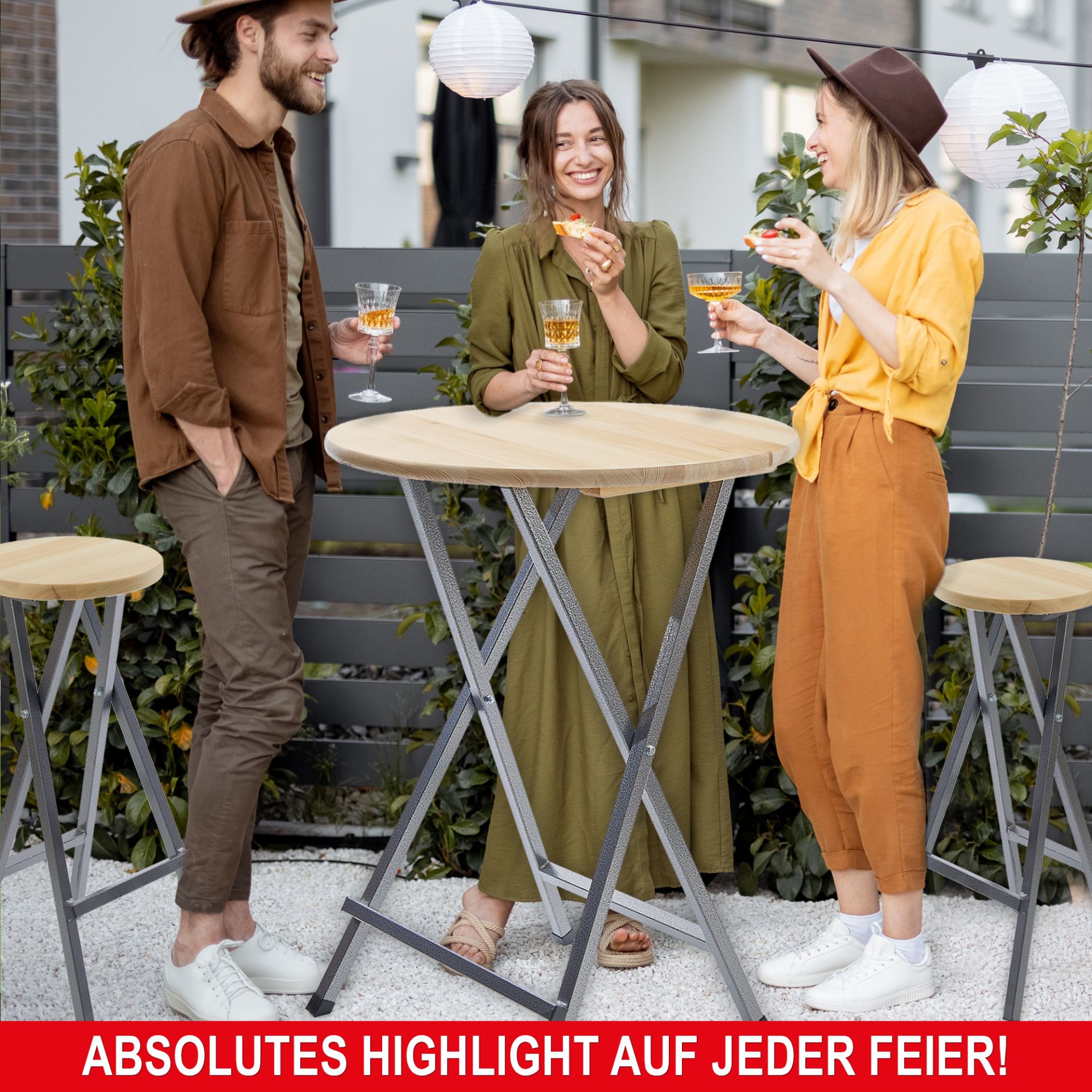 Stehtisch Set mit Holzplatte - Absolutes Highlight auf jeder Feier