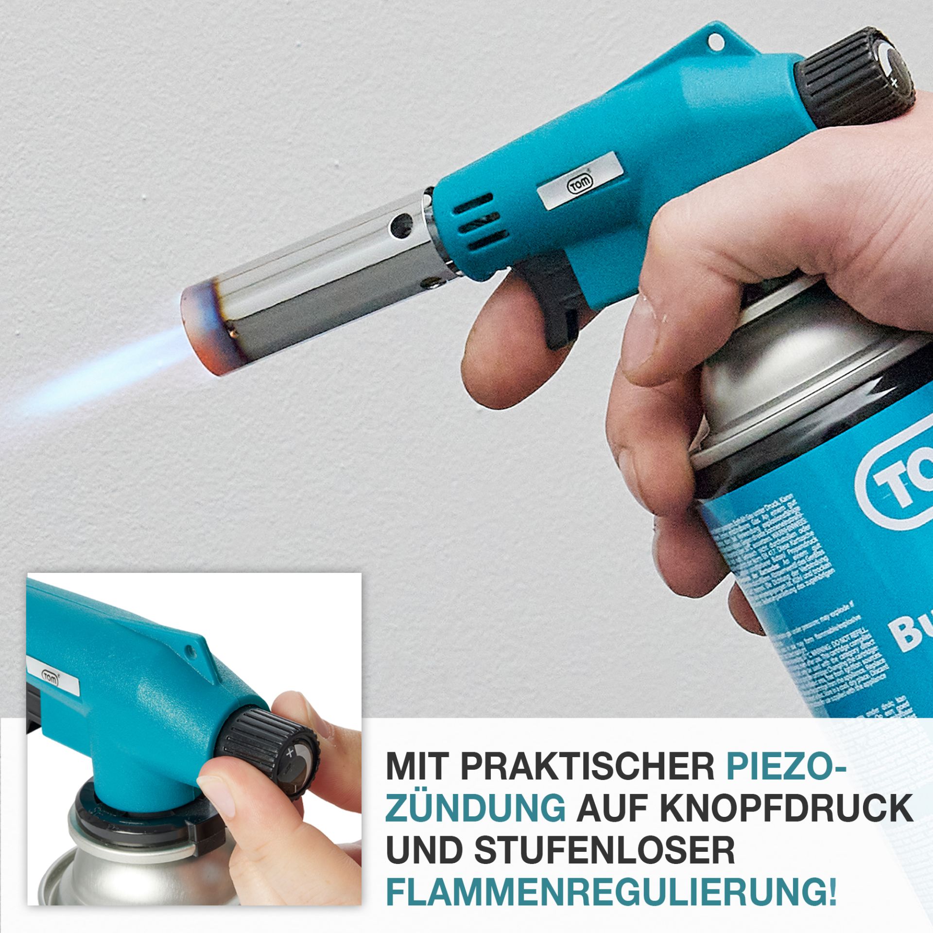 TOM Lötbrenner GB-227 mit integrierter Zündung und stufenlos regulierbarer Flamme