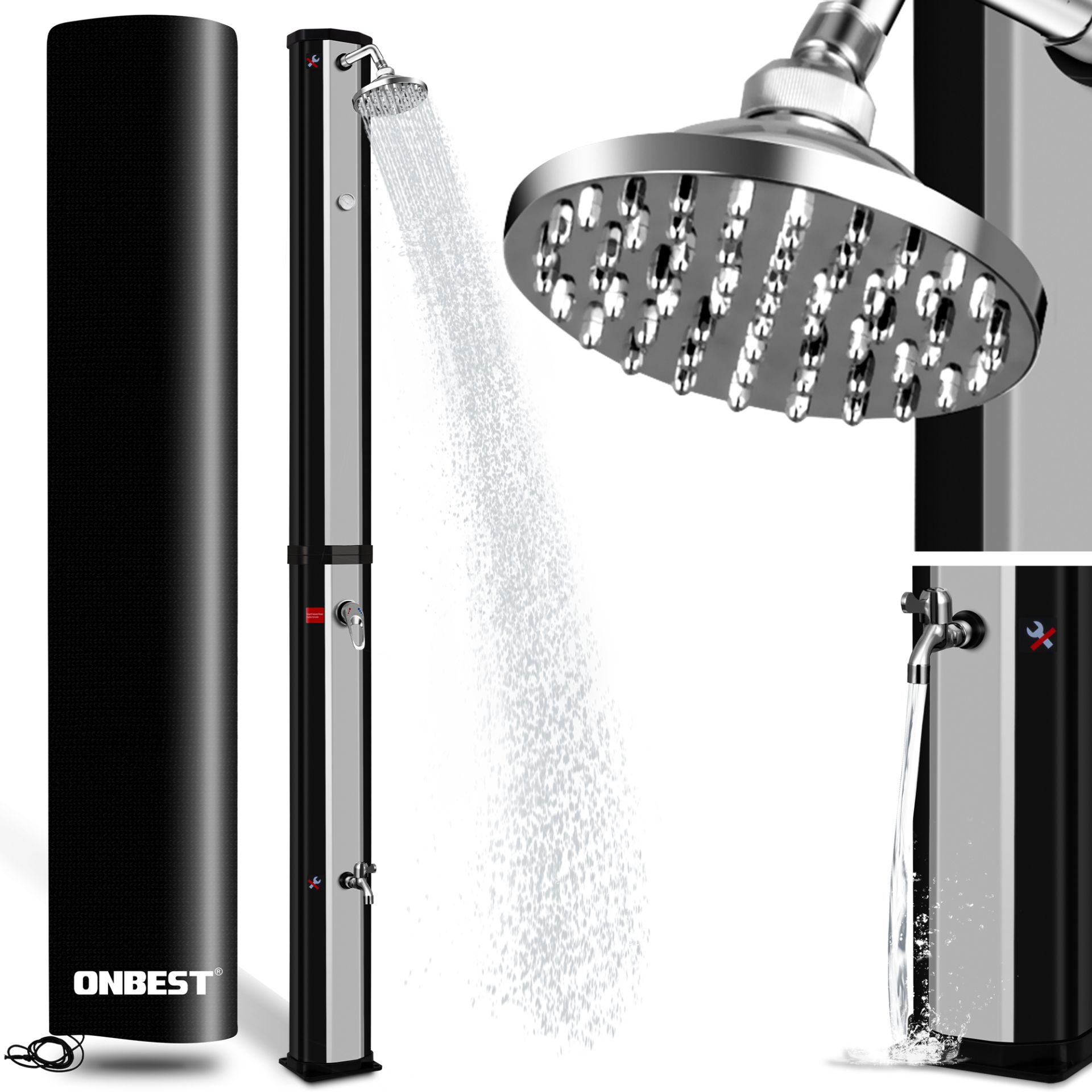 ONBEST, Solardusche schwarz/ silber, Artikelnummer 44070