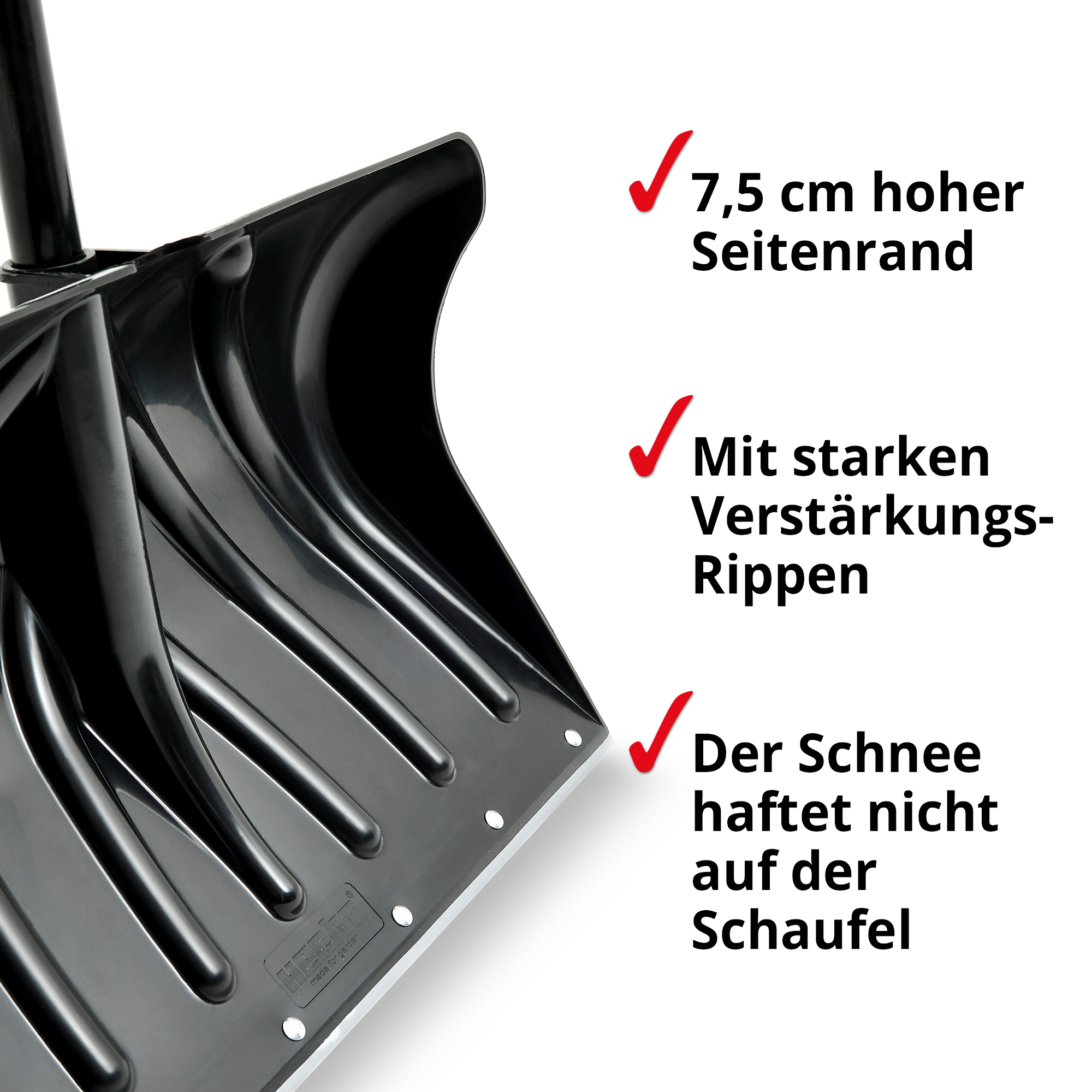Schneeschaufel 7,5 cm hohes Schild