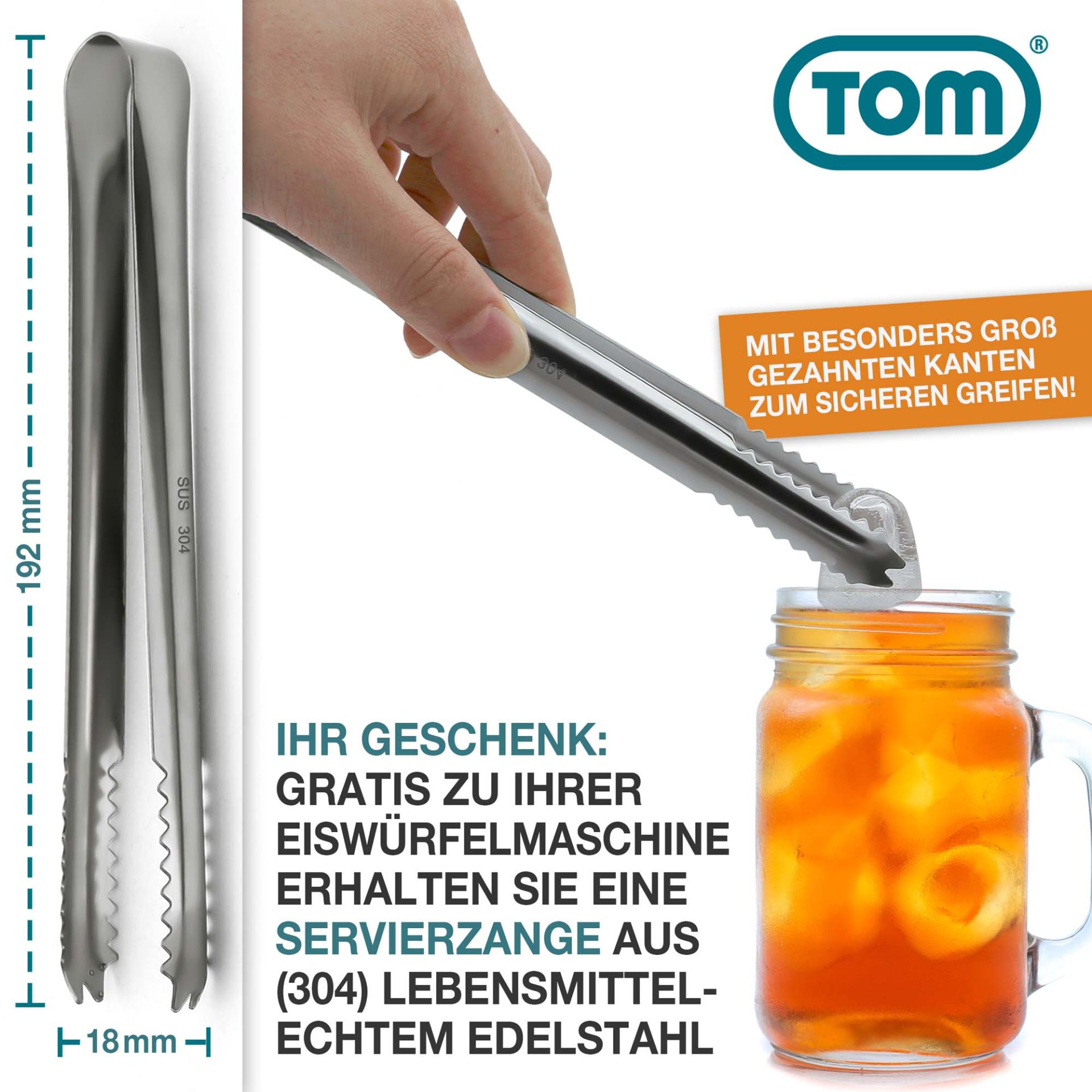 TOM Eiswürfelmaschine IC-120; inklusive Servierzang als Geschenk dazu