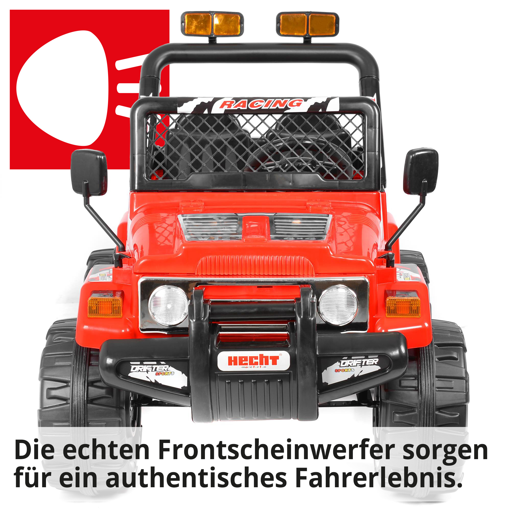 HECHT Kinder Elektroauto Jeep 56185 mit echten Frontscheinwerfern