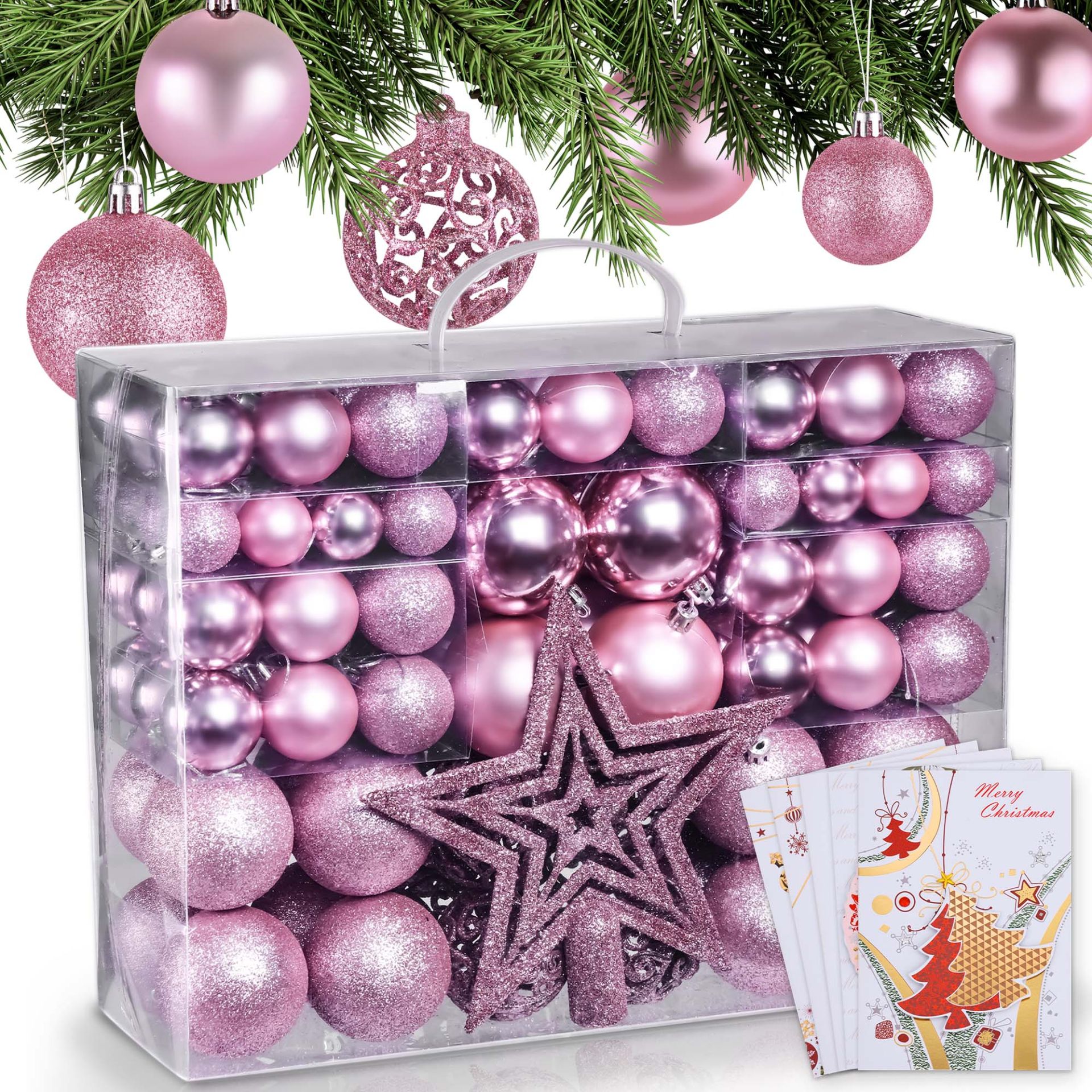 ONBEST, Weihnachtskugeln pink, Artikelnummer 44229
