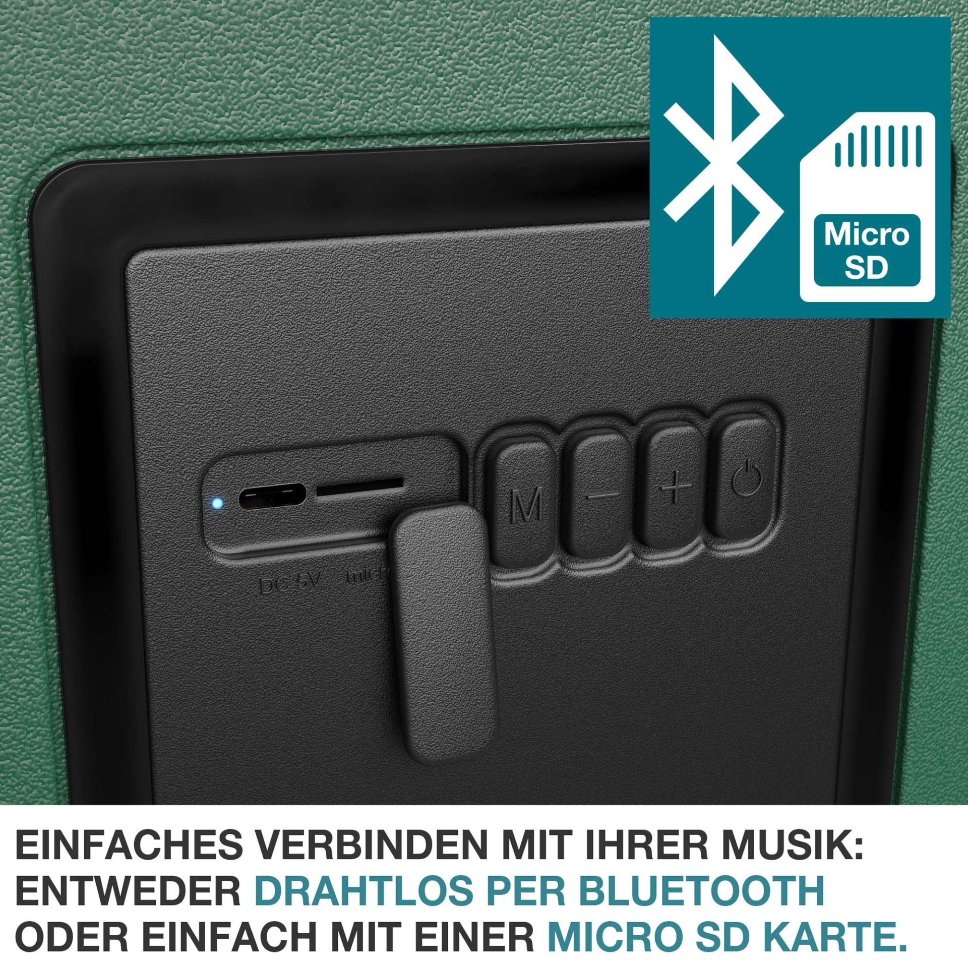 TOM Musikkühlbox CB-210; Verbinden per Bluetooth oder mit einer Micro SD Karte