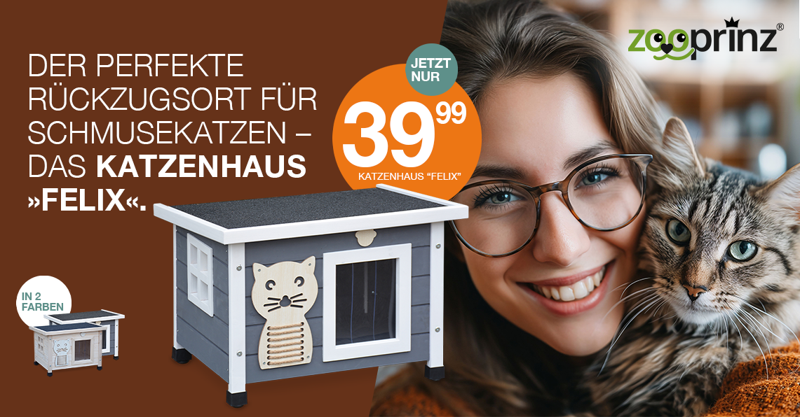 Werbebanner Katzenhaus Felix Angebot 39,99 Euro Zooprinz