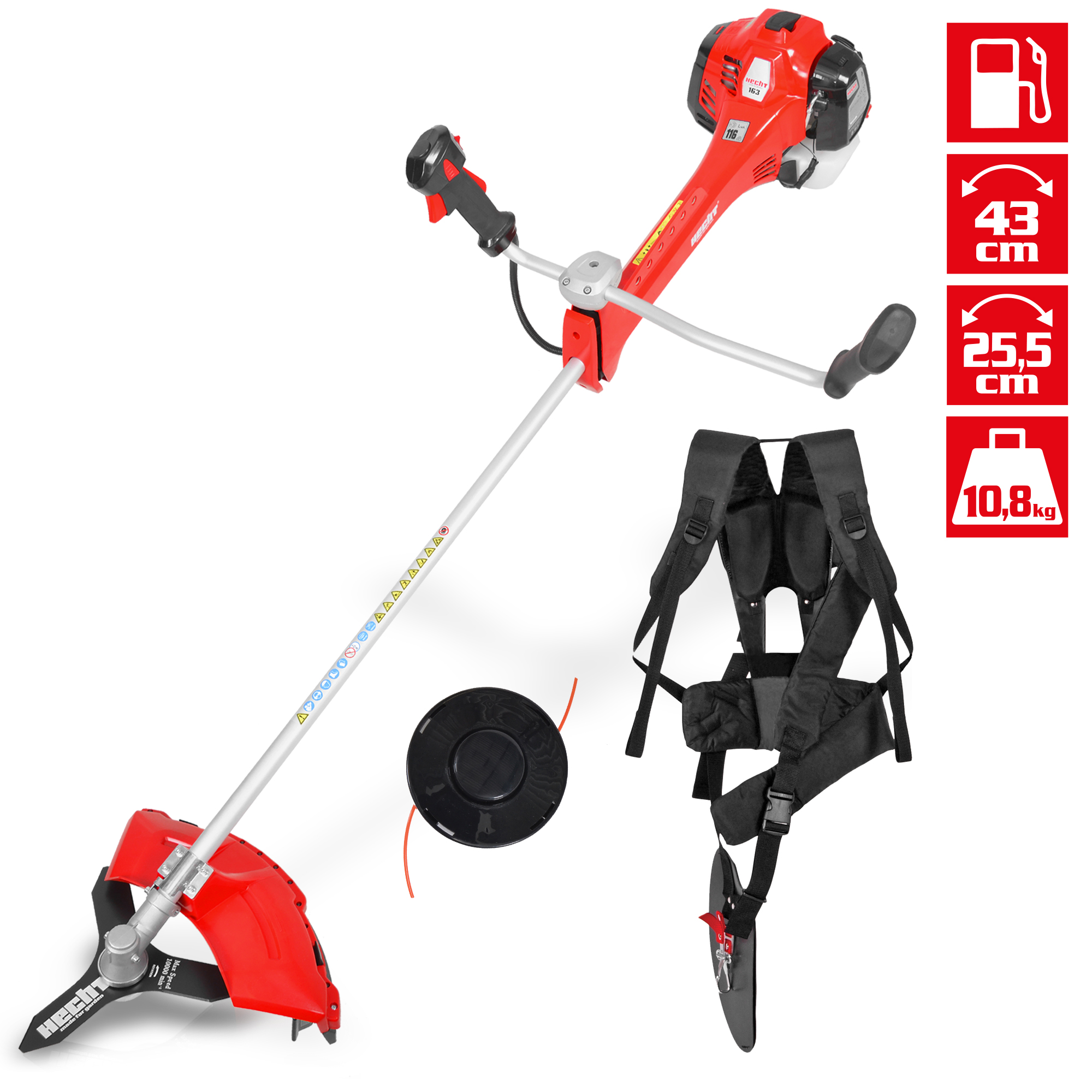 Benzin-Freischneider mit 43 cm Fadenspulenkopf für bequemes und schnelles arbeiten 
