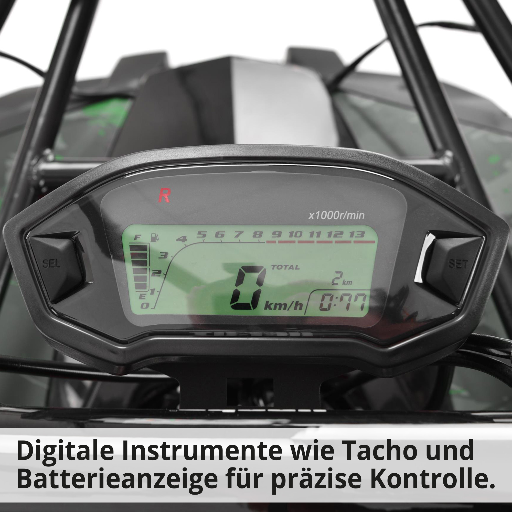 Army - Quad mit Straßenzulassung mit digitalen Instrumenten wie Tacho und Batterieanzeige für präzise Kontrolle
