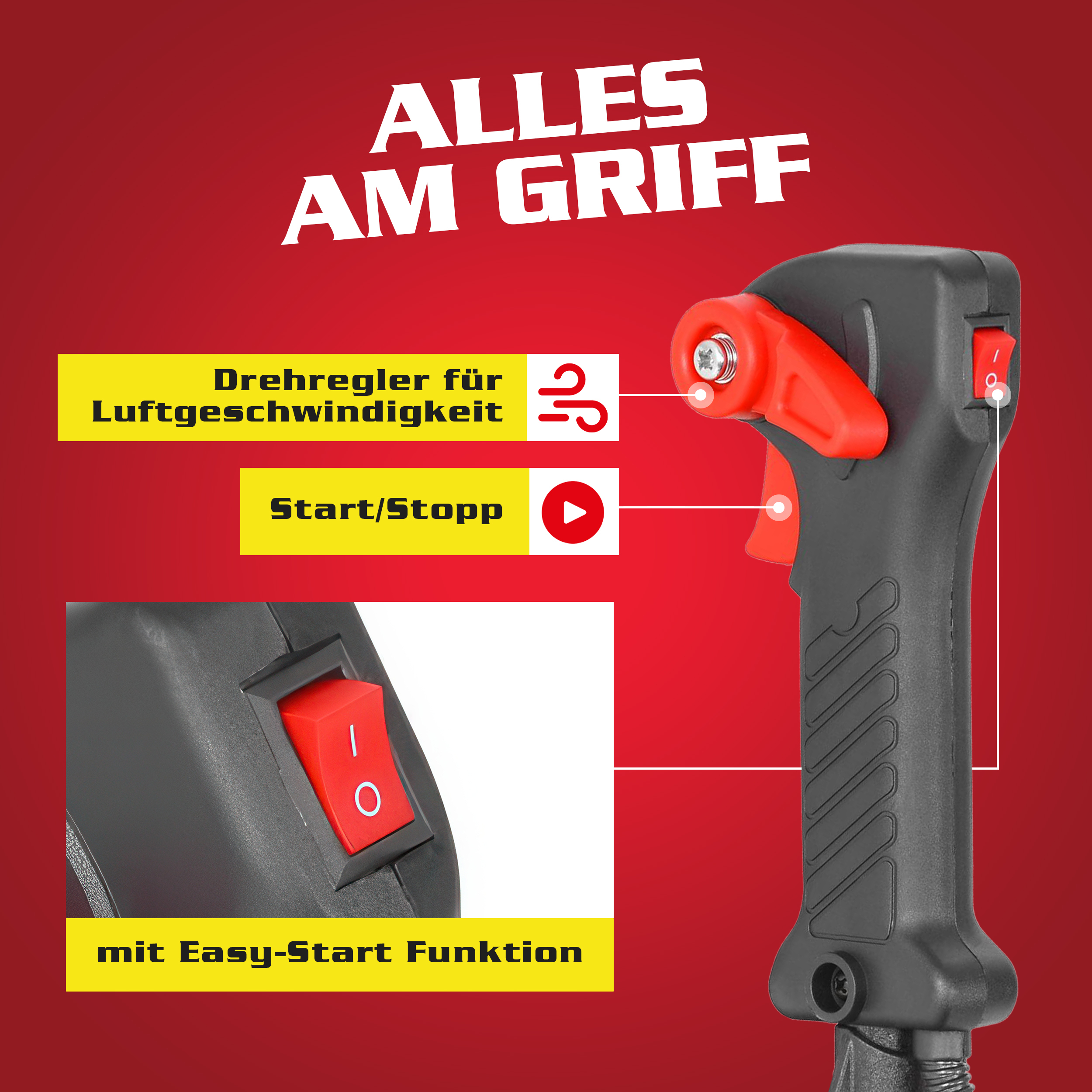 Hecht Benzin-Laubbläser einfach starten mit der Chokefunktion 