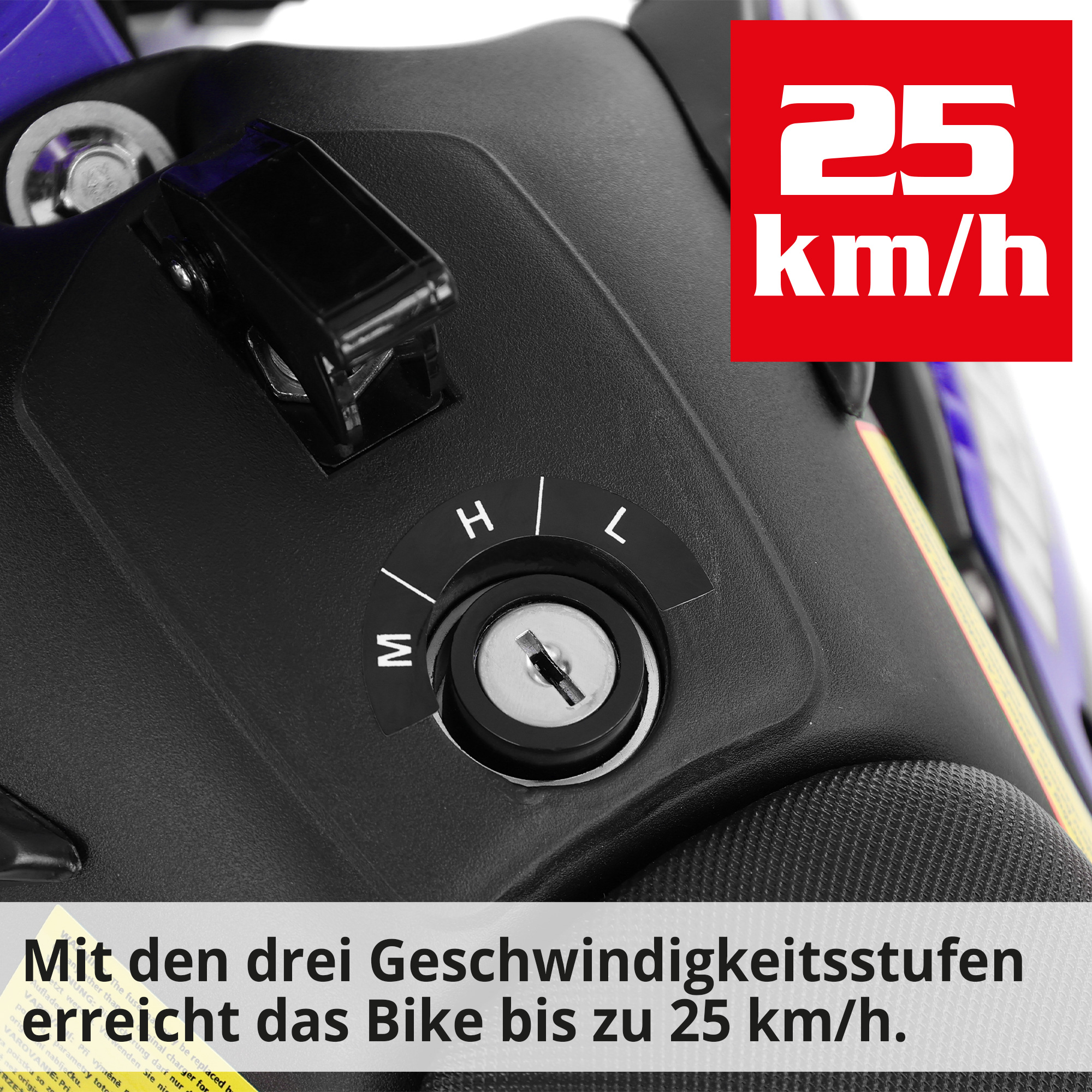 Elektro Pocketbike; Drei Geschwindigkeitsstufen bis 25 km/h