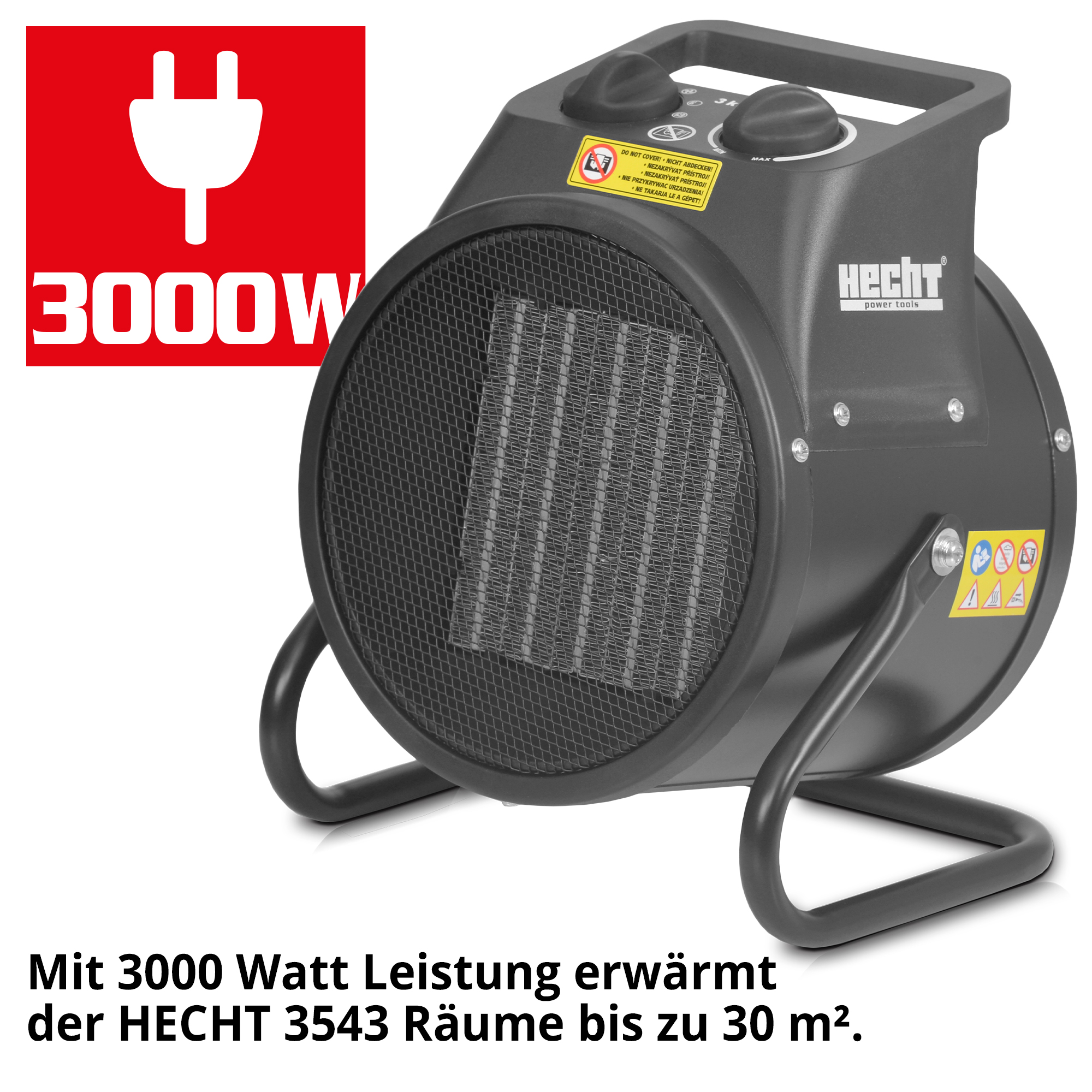 Keramik Heizlüfter; 3000 Watt Leistung für Räume bis 30 Quadratmeter