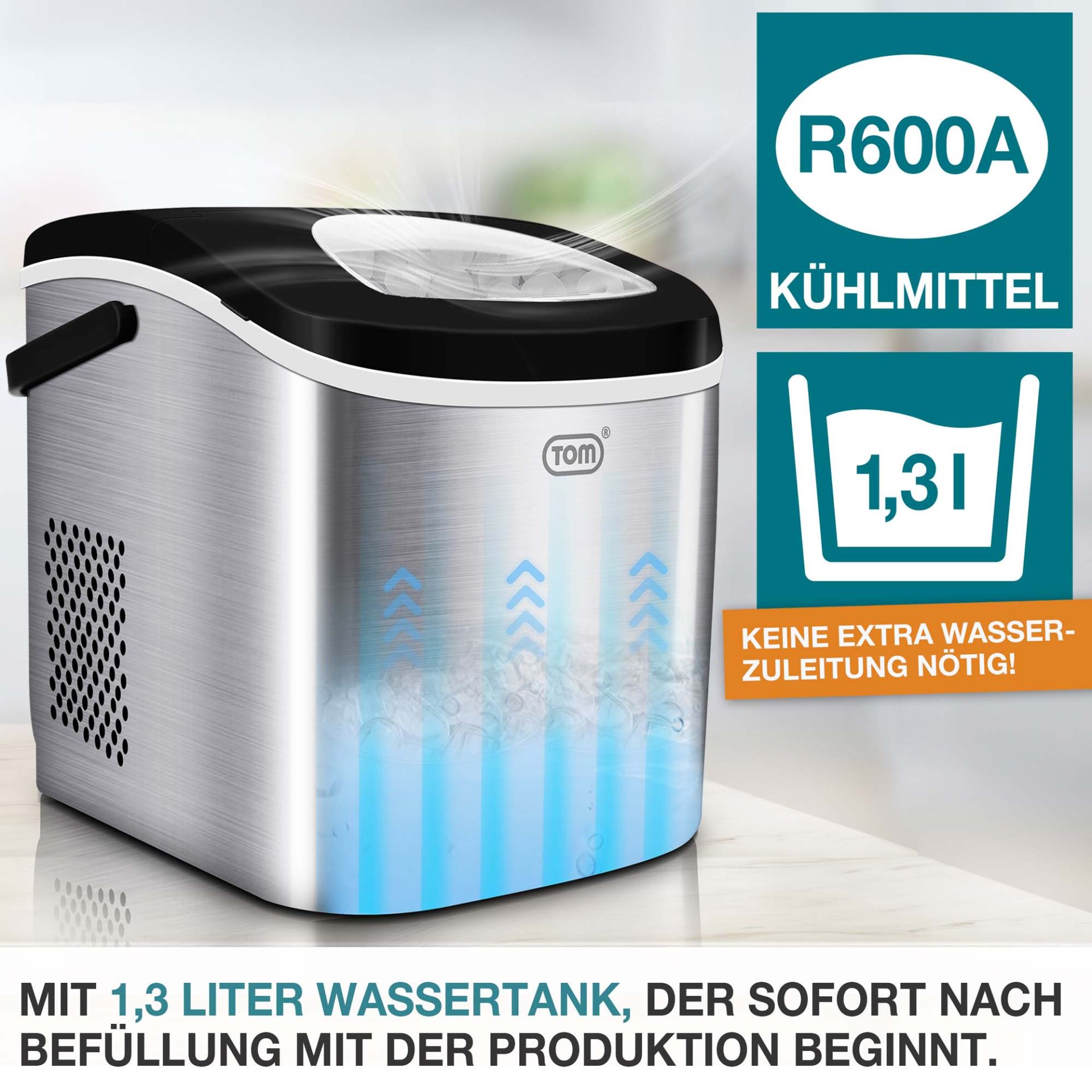 TOM Eiswürfelmaschine IC-120; 1,3 Liter Wassertank