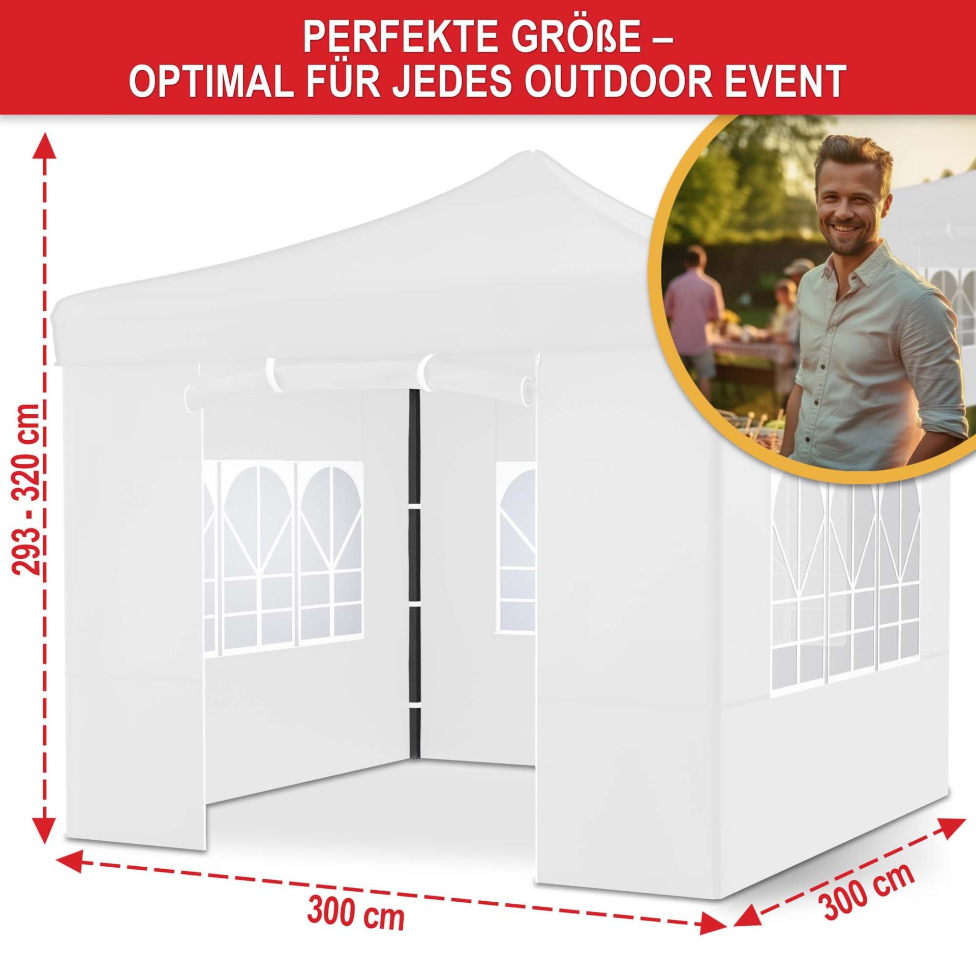 Pavillon weiß - Perfekte Größe; optimal für jedes Outdoor Event