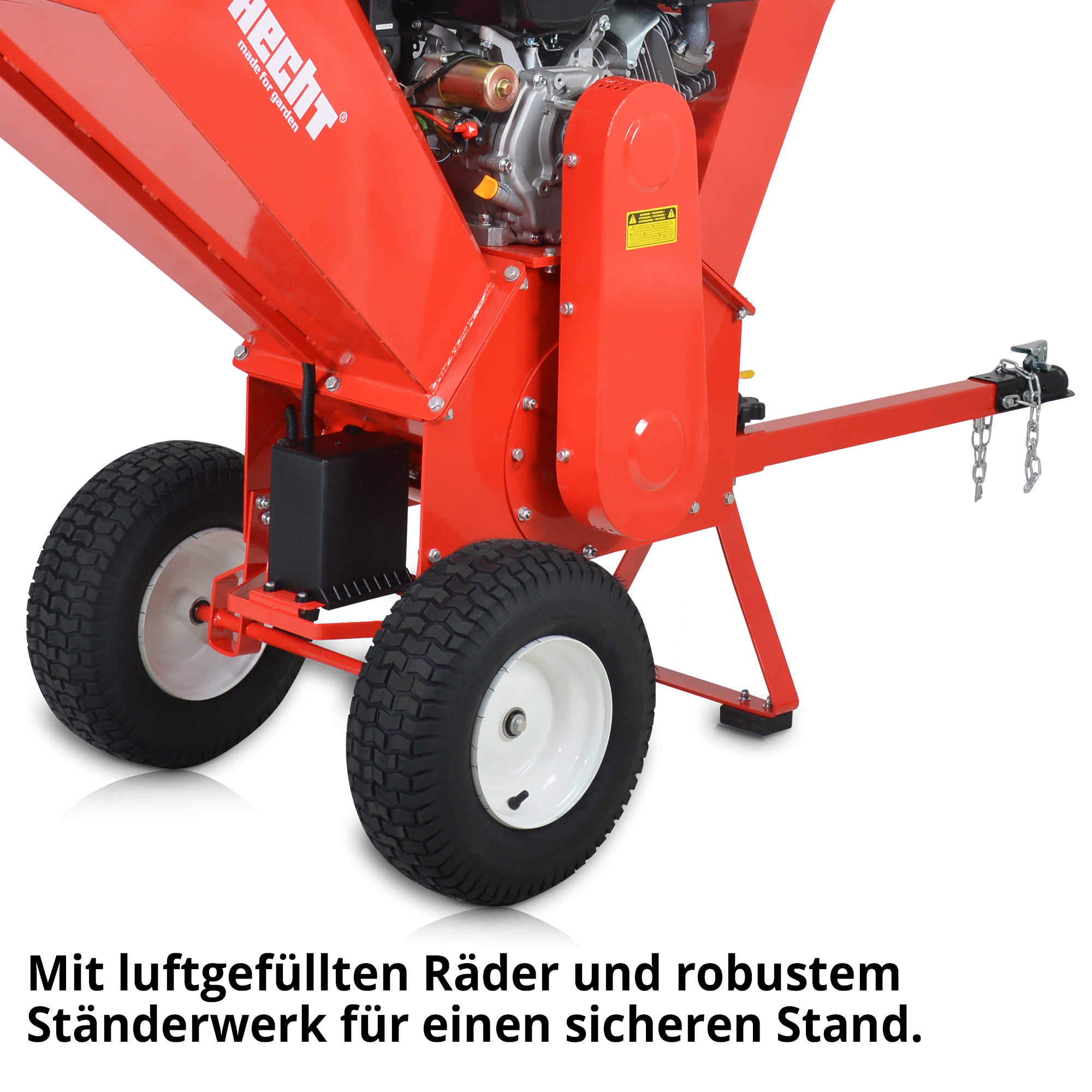 HECHT Benzin Gartenhäcksler 6642 Benzin Gartenhäcksler mit robusten Rädern und Ständerwerk