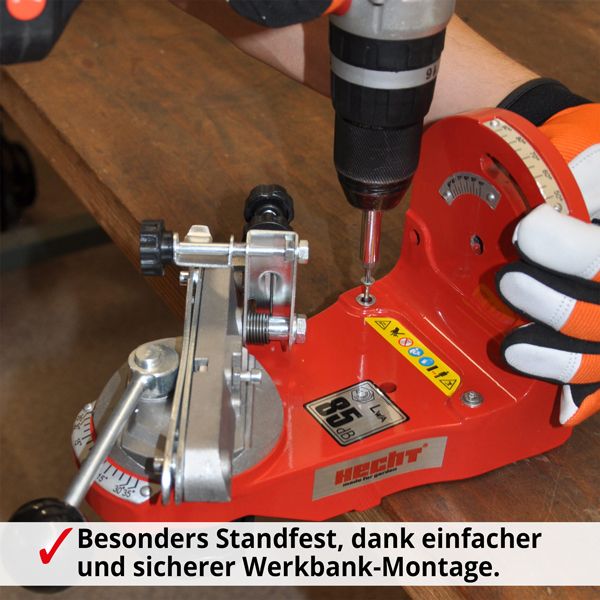 HECHT Kettenschärfgerät 9230 Kettenschärfgerät mit schneller Werkbank-Montage für sicheres arbeiten 