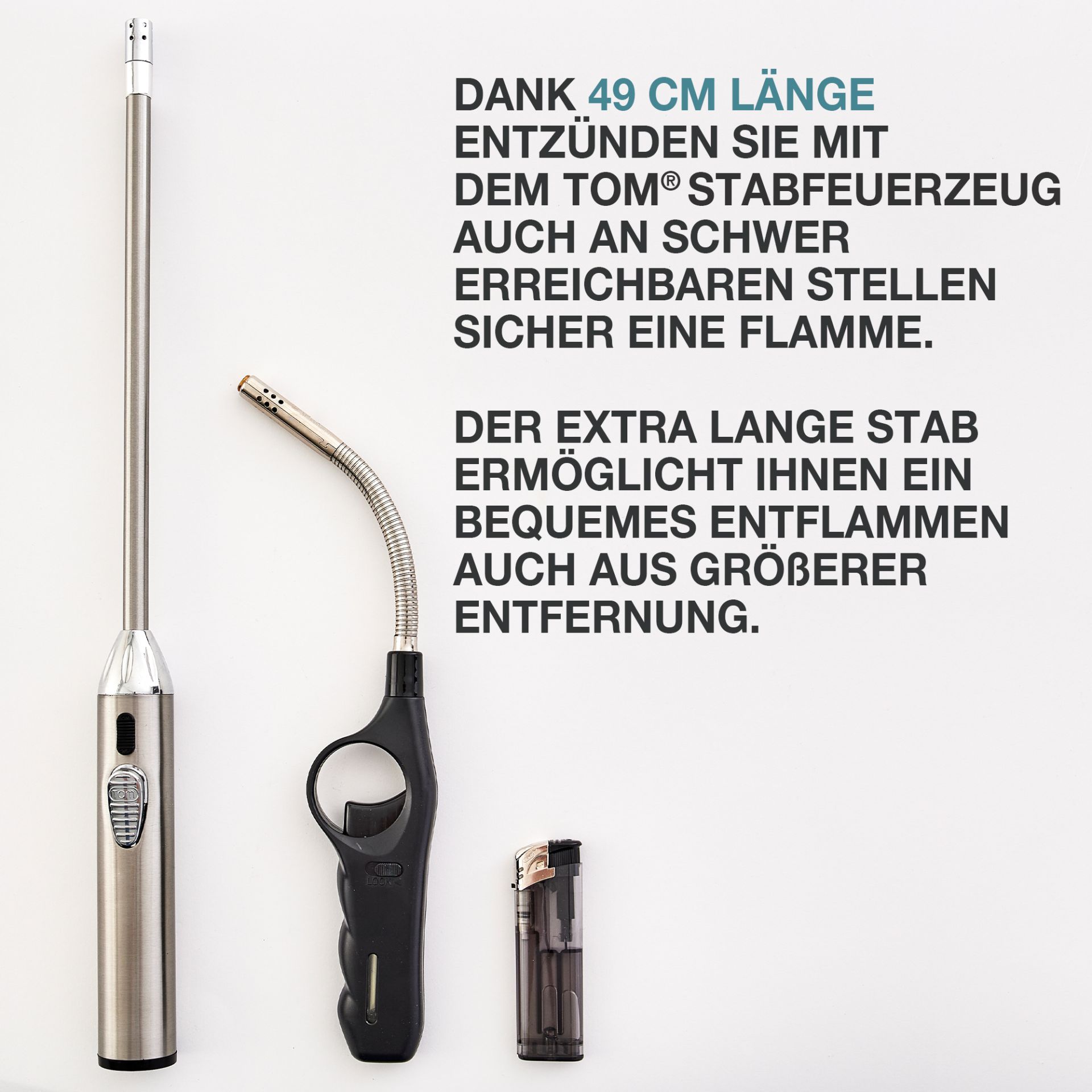 TOM Stabfeuerzeug 49 Zentimeter lang