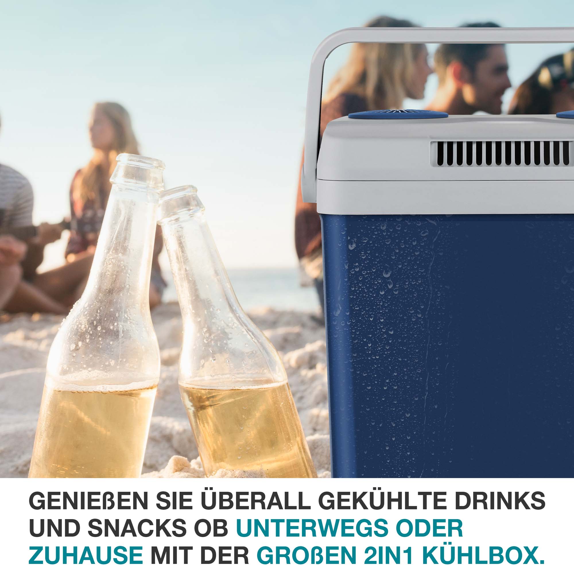 Für unterwegs und zuhause - große 2 in 1 Kühlbox - Thermobox - Kühlbox - Getränkekühler