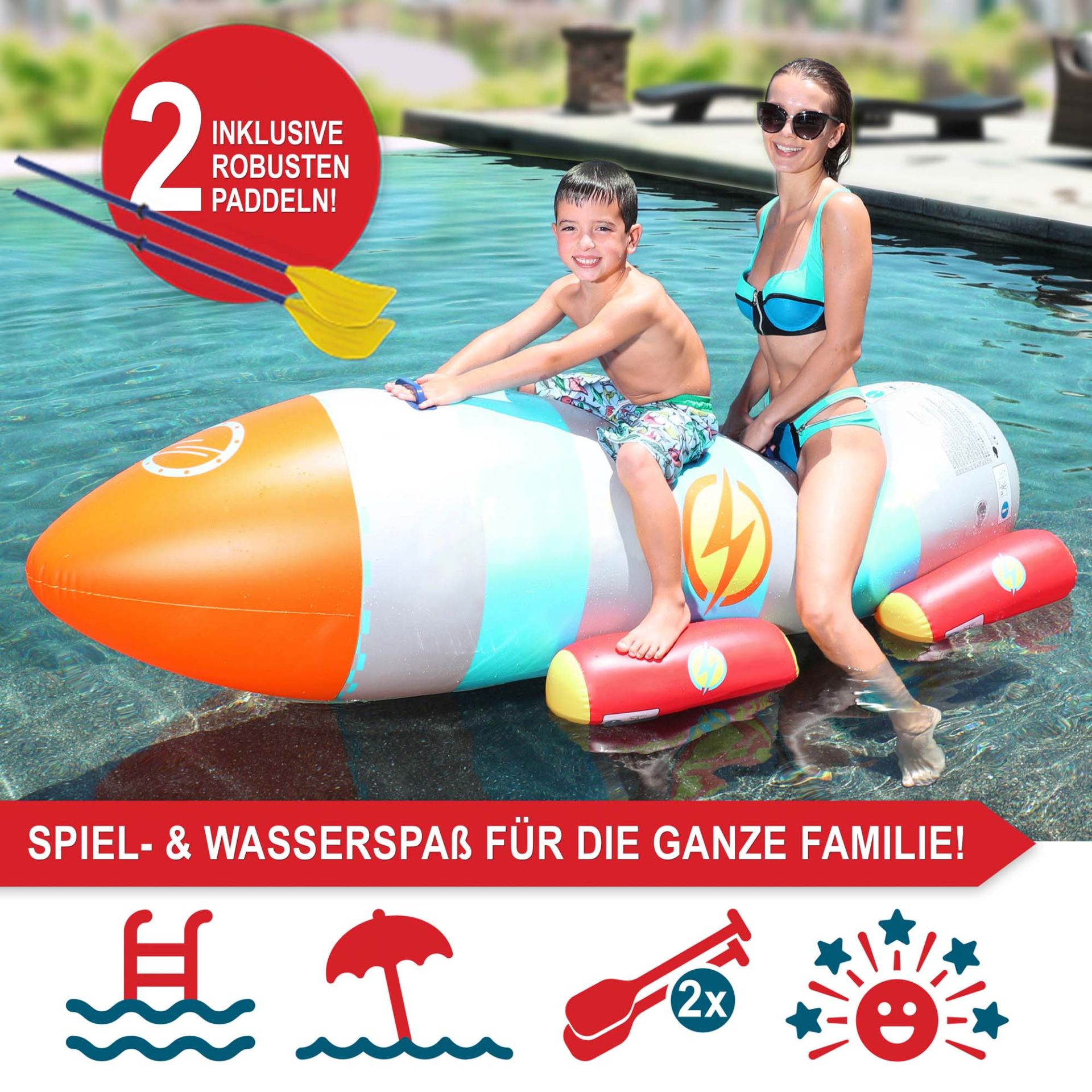 Bananenboot Rakete - Inklusiver 2 robuster Paddel
