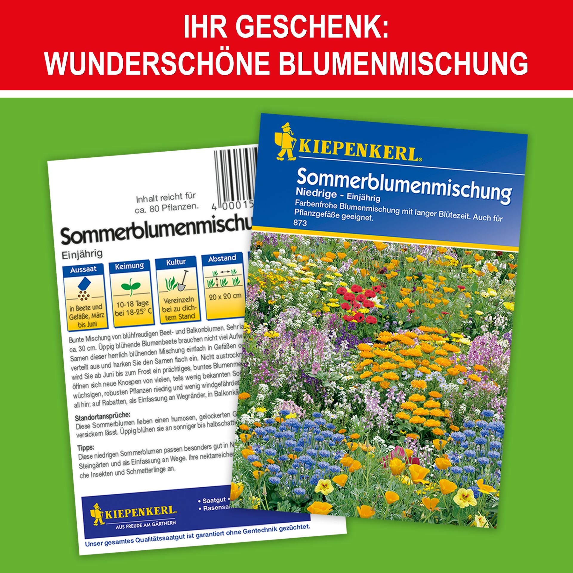 Rasensamen-Mischung RSM 2.3 ONBEST – Verpackung mit Qualitätssiegeln vor grüner Wiese