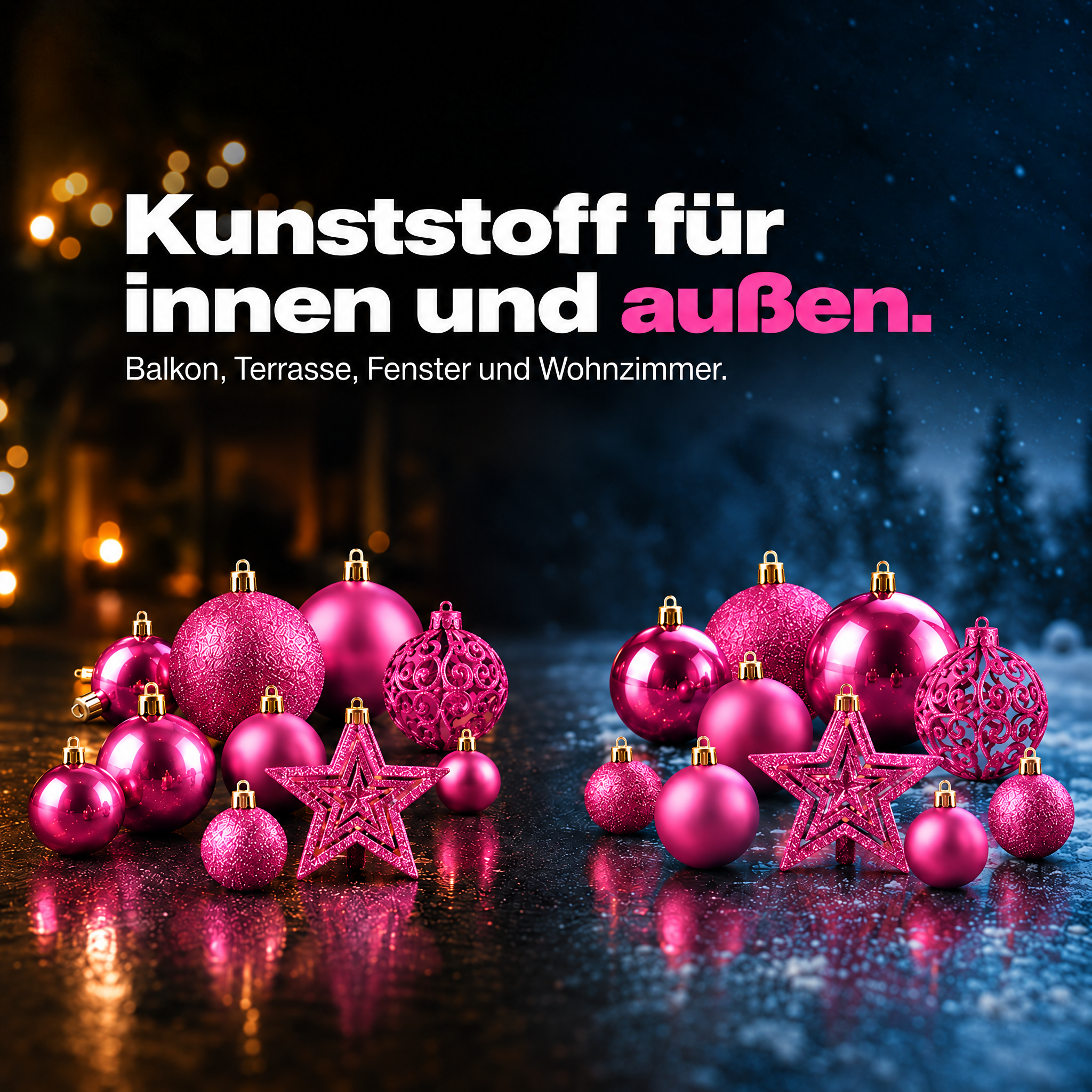 Outdoor Baumschmuck Pink: Wetterfester Kunststoff für innen und außen. (Dieses Bild wurde mit Hilfe von KI generiert.)