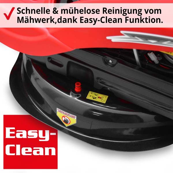 Benzin-Rasentraktor-Aufsitzmäher mit Easy-Clean für schnelle und leichte Reinigung des Mähwerks 