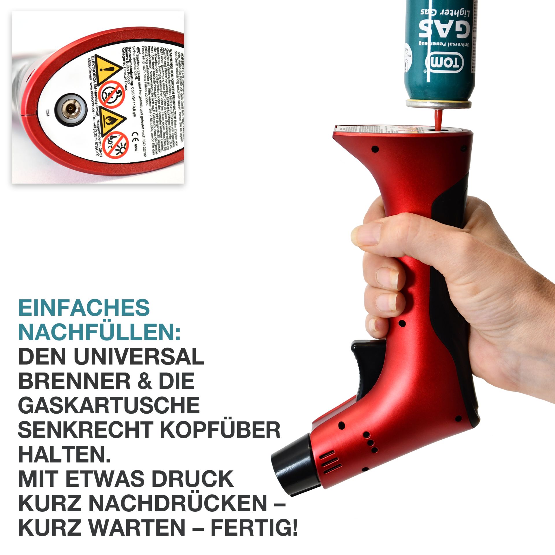 TOM Jetbrenner GB-500; Einfaches Nachfüllen