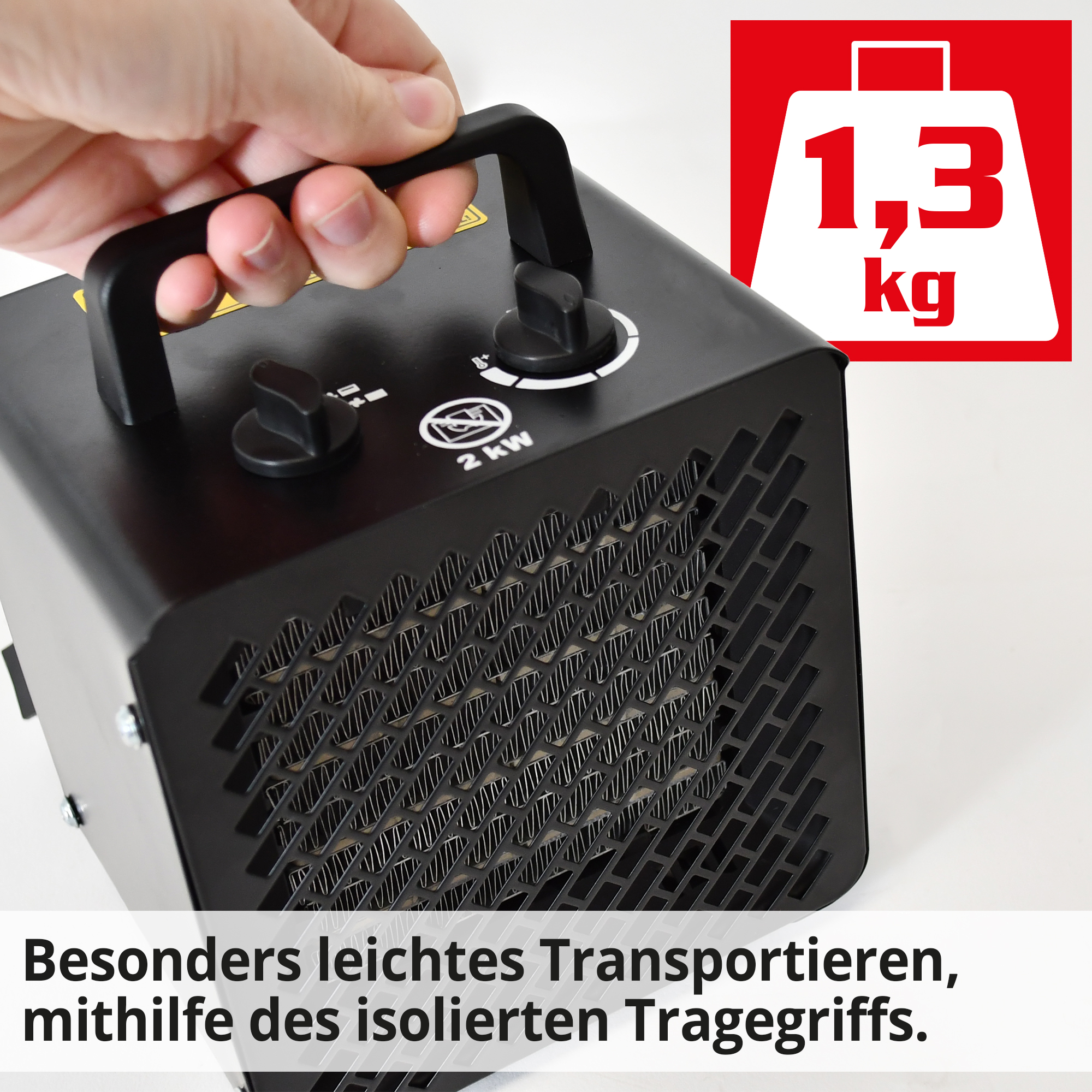Hecht 3544 Keramik Heizlüfter; besonders leichtes Transportieren, mithilfe des isolierten Tragegriffs