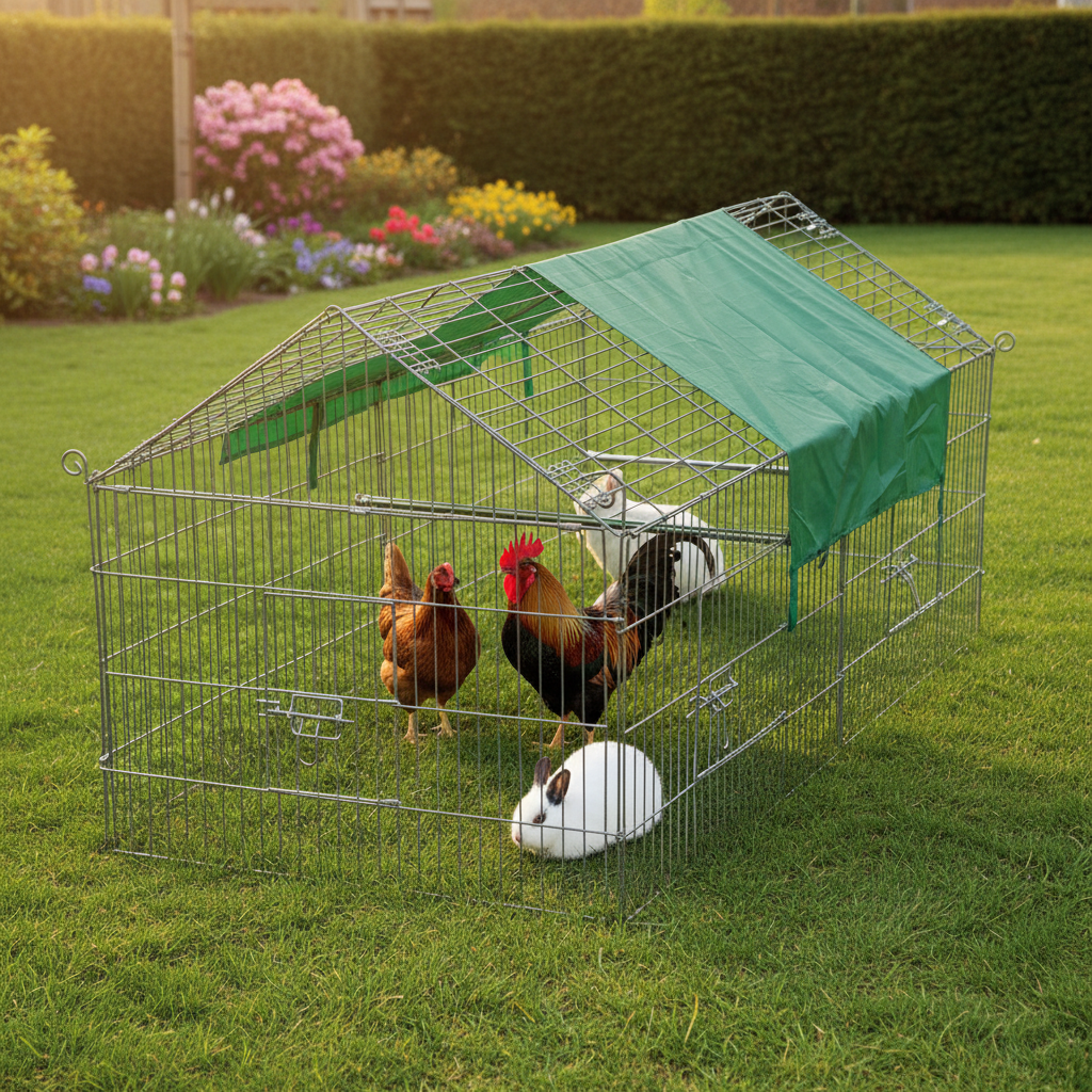 Metallauslauf für Kaninchen, Hasen oder Hühner mit stabilem Dachsystem Metallauslauf für Kaninchen, Hasen oder Hühner mit stabilem Dachsystem