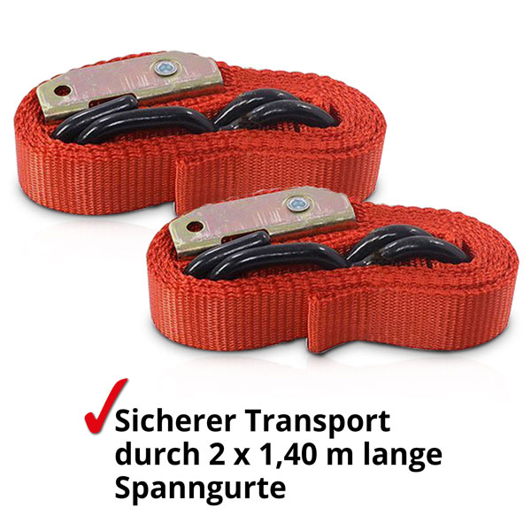 Spanngurte 1,40 m – 2er Set für sicheren Transport von Auffahrrampen, Geräten oder Ladegut