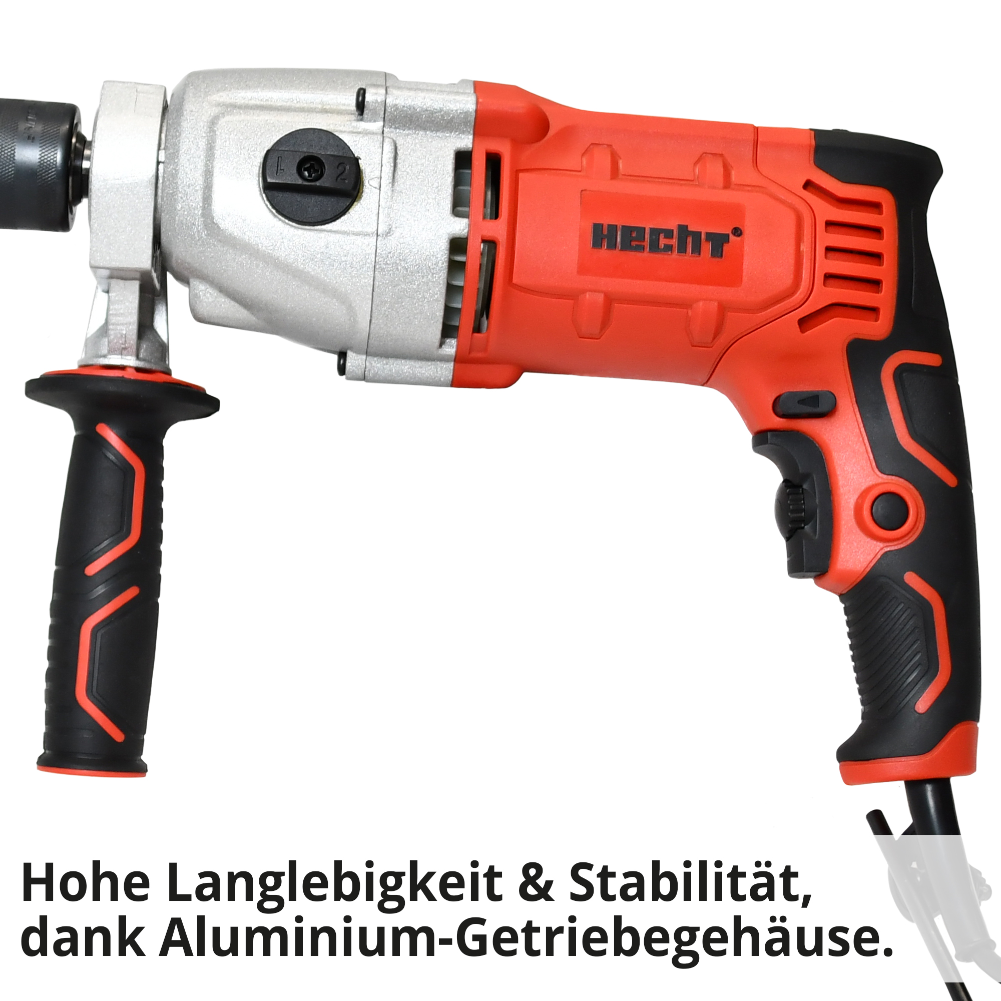 HECHT 1077 Schlagbohrmaschine; Hohe Langlebigkeit und Stabilität, dank Aluminium-Getriebegehäuse