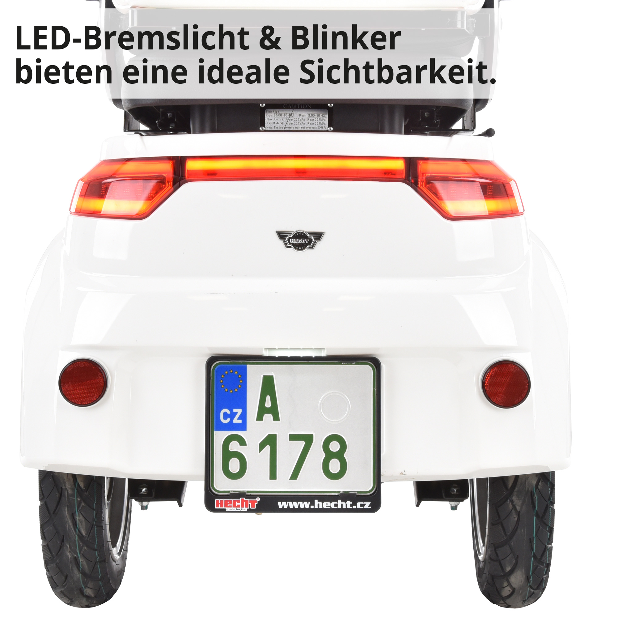 HECHT CITISMAX Weiß Seniorenfahrzeug mit LED-Lichtern