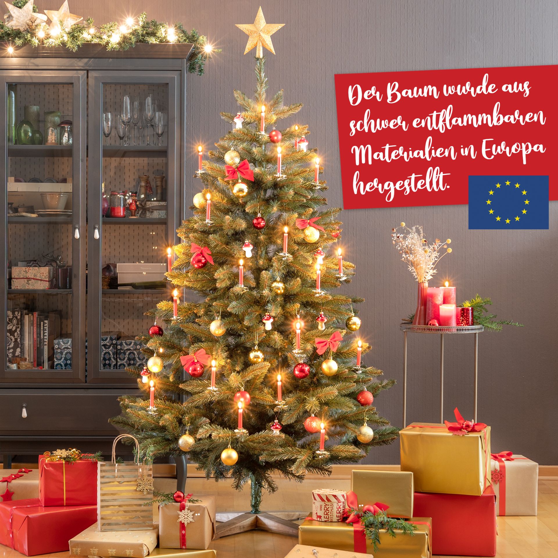 Weihnachtsbaum Classic 1,80 Meter - Aus schwer entflammbaren Materialien in Europa hergestellt