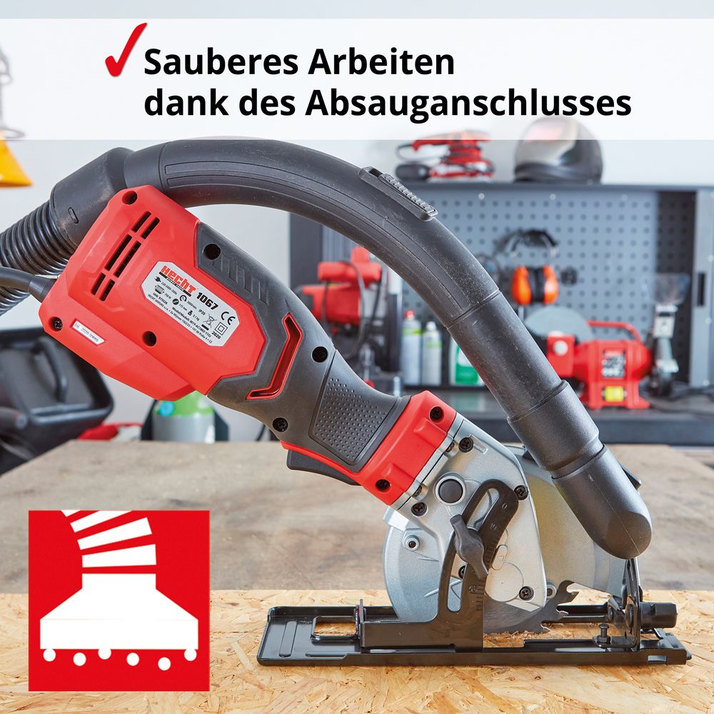 Hecht Mini Handkreissäge 1067; Sauberes Arbeiten dank des Absauganschlusses