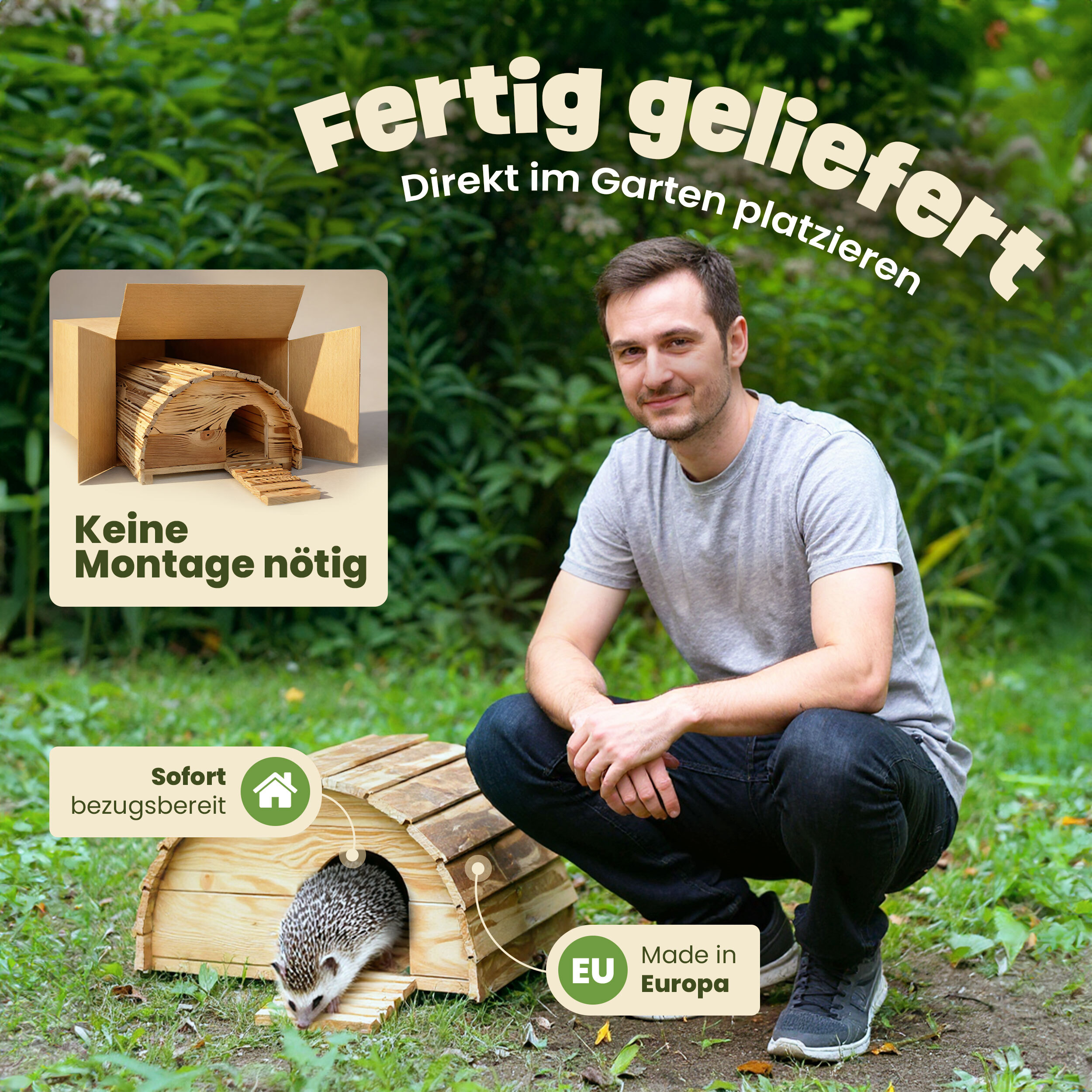 Fertiges Igelhaus von Zooprinz – keine Montage nötig, sofort nutzbar